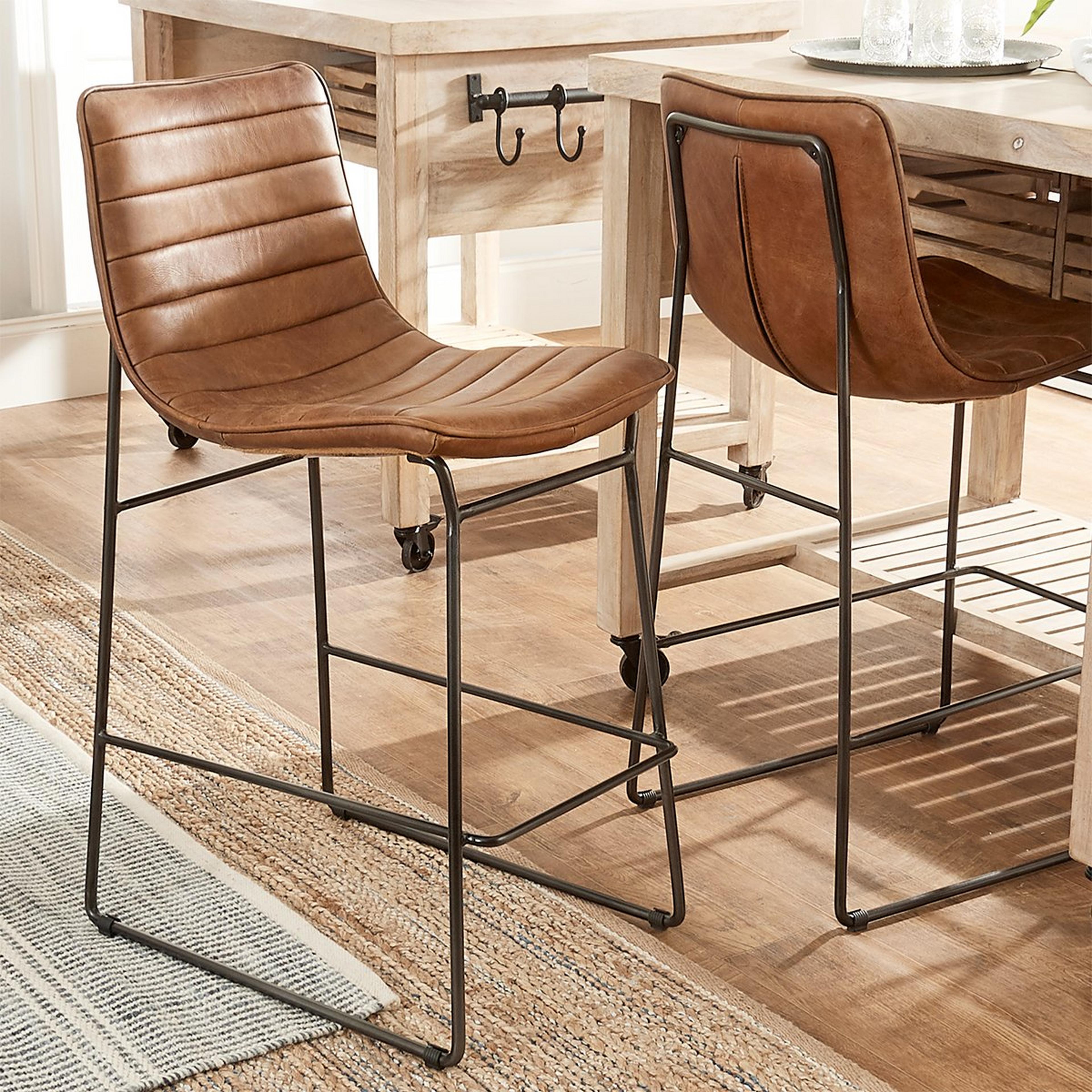 A Massey Leather Counter Stool with Leather / Black color
