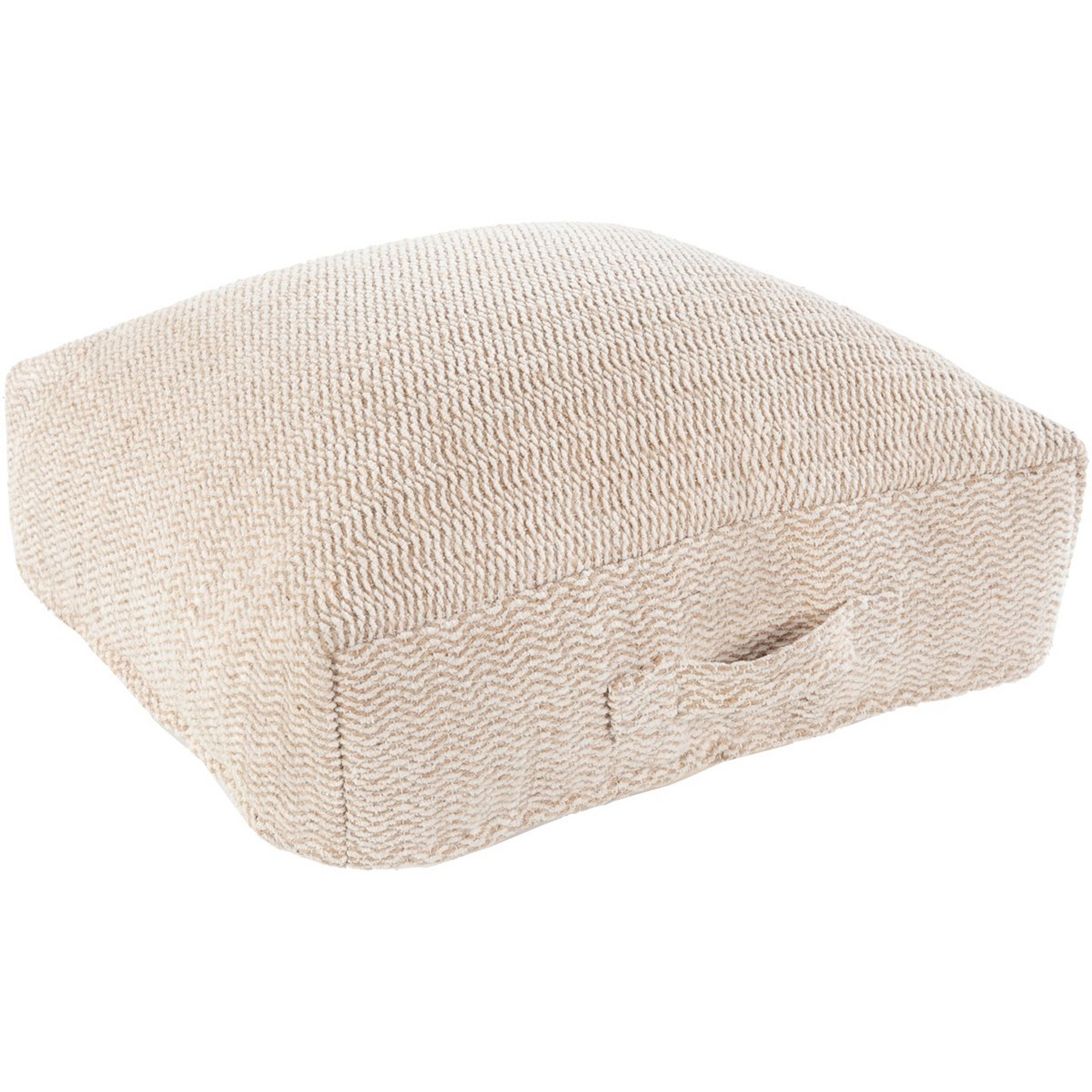 A Handwoven Floor Pillow with Beige / Neutrals color