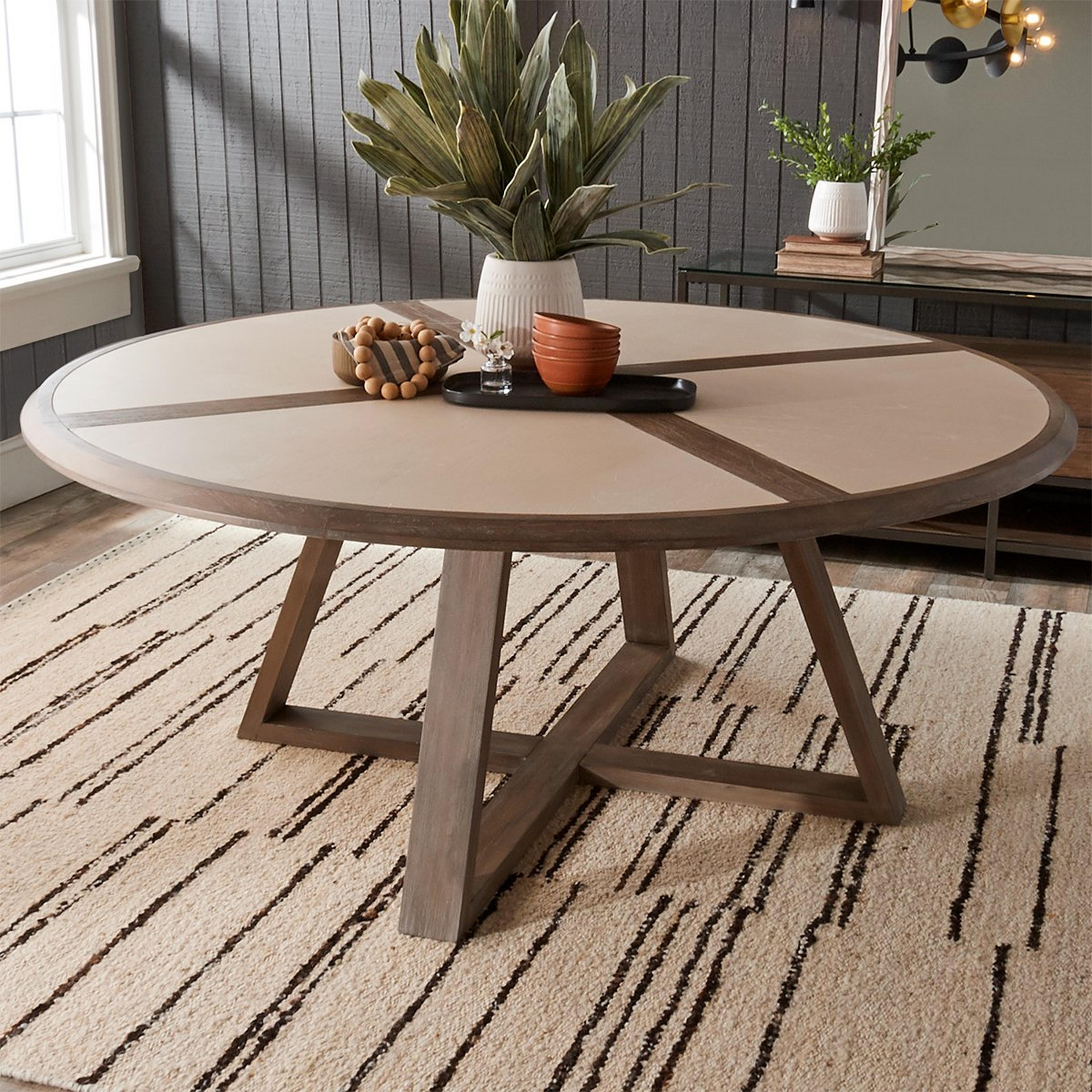 A Pryer Dining Table with Gray Wood / White color