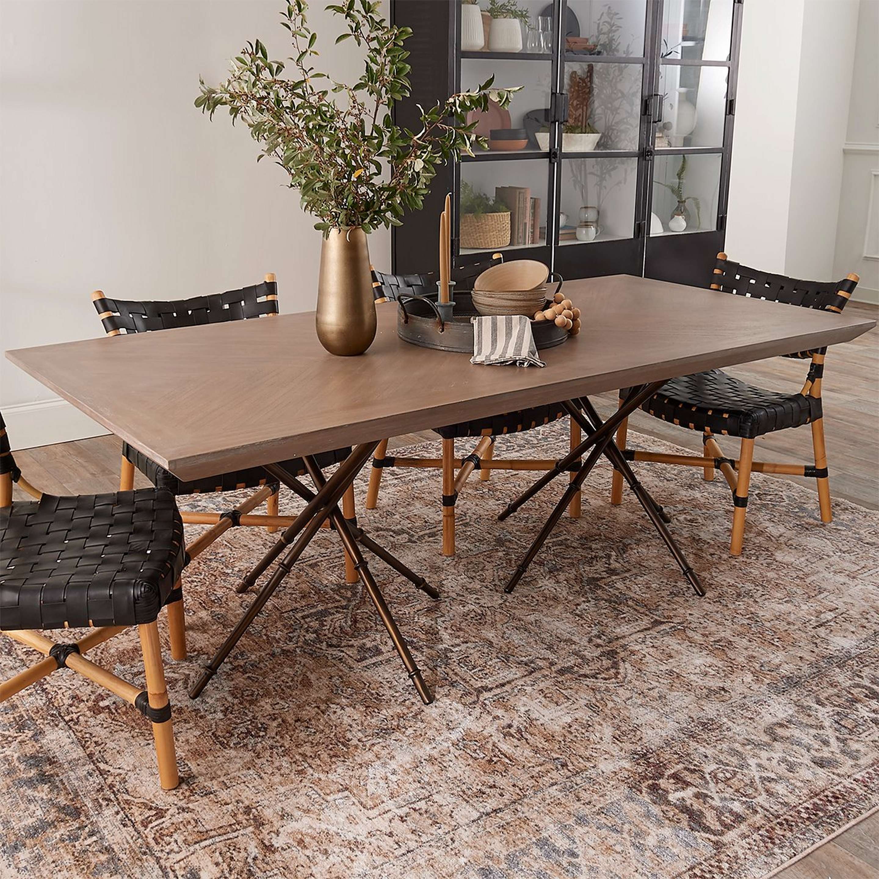 A Madden Dining Table with Natural Gray / Antique Bronze color