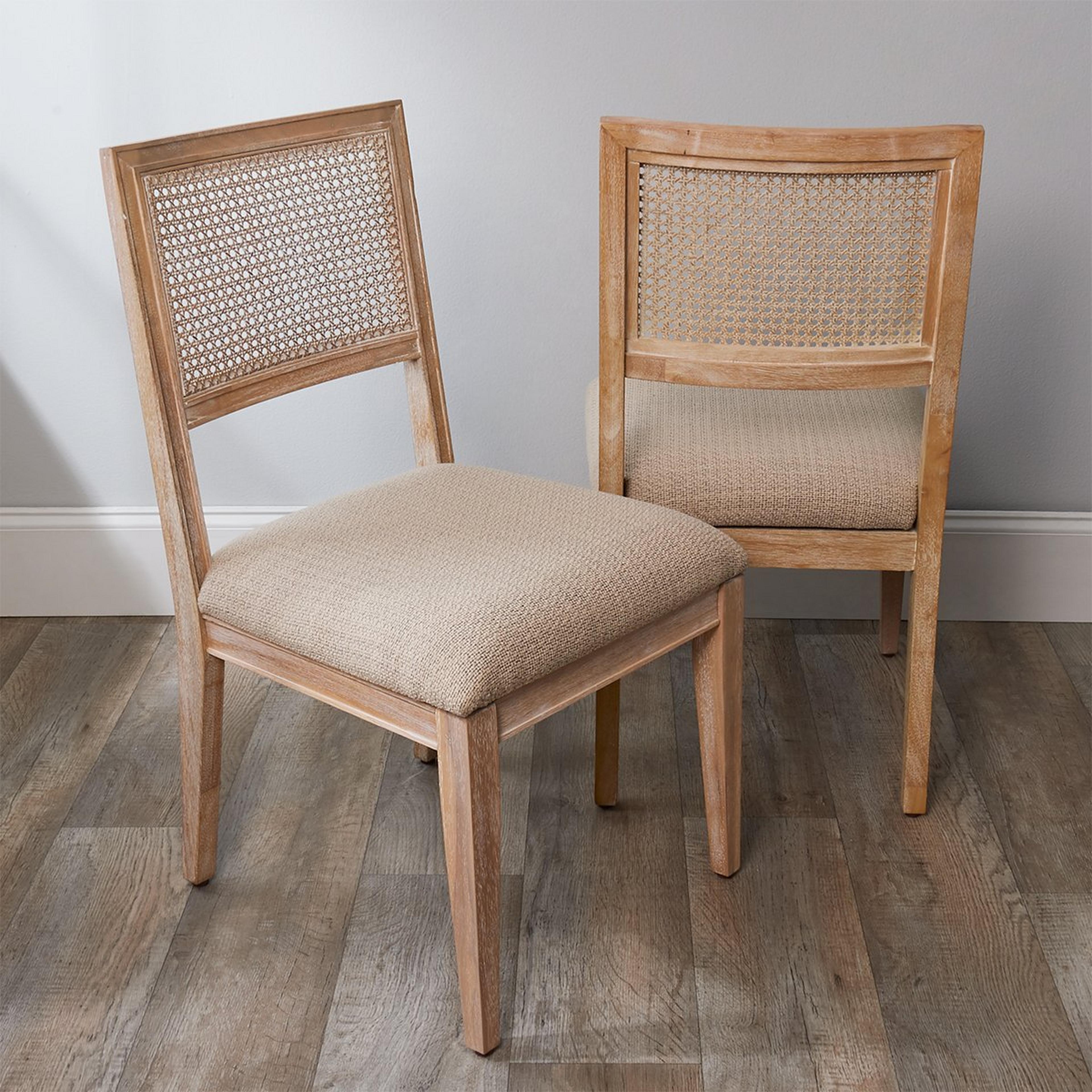 A Wendall Dining Chair - Set of 2 with Natural Light Wood / Beige  color