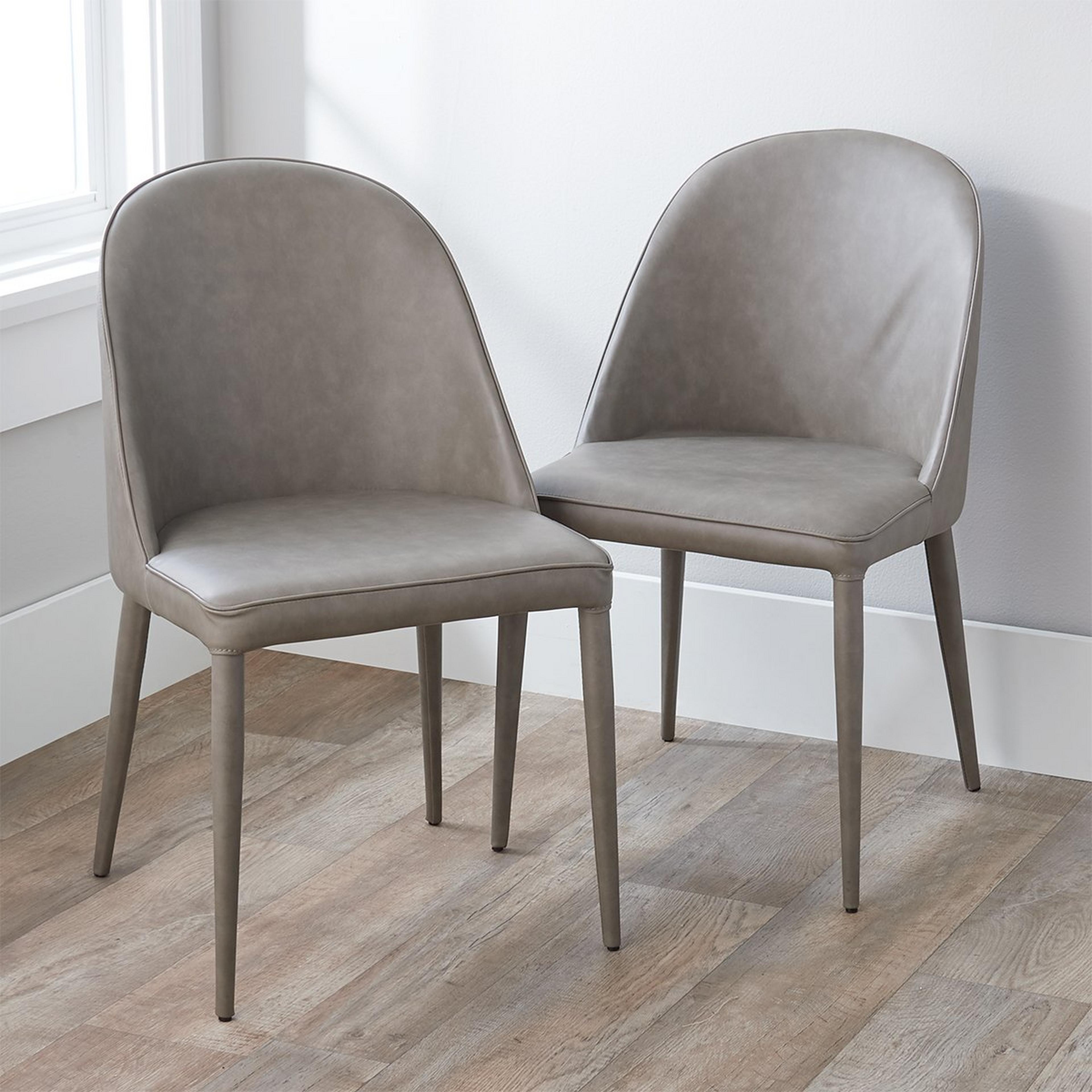 A Stuart Chair - Set of 2 with Greige Faux Leather  color