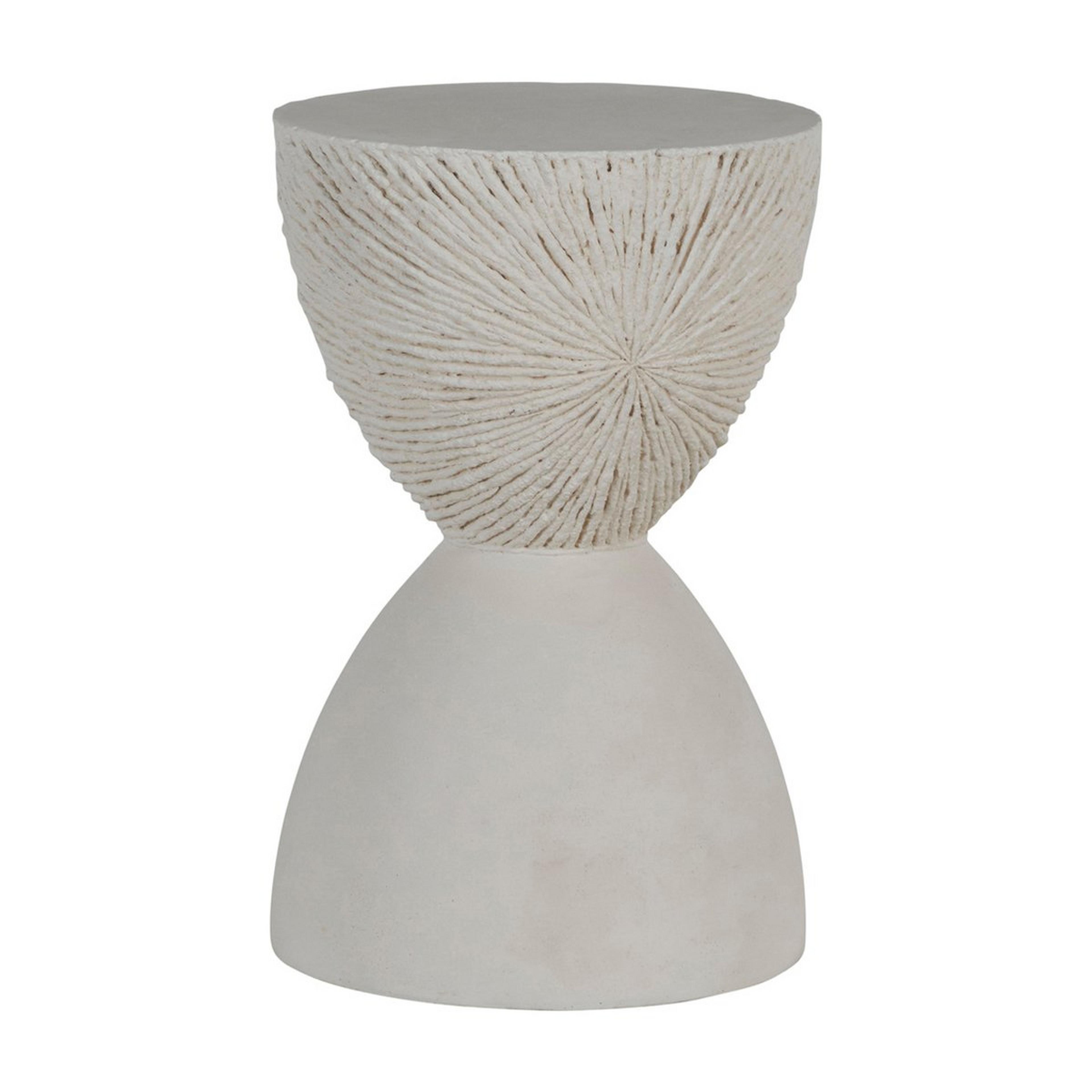 A Sablier Side Table with Soft Textured White color