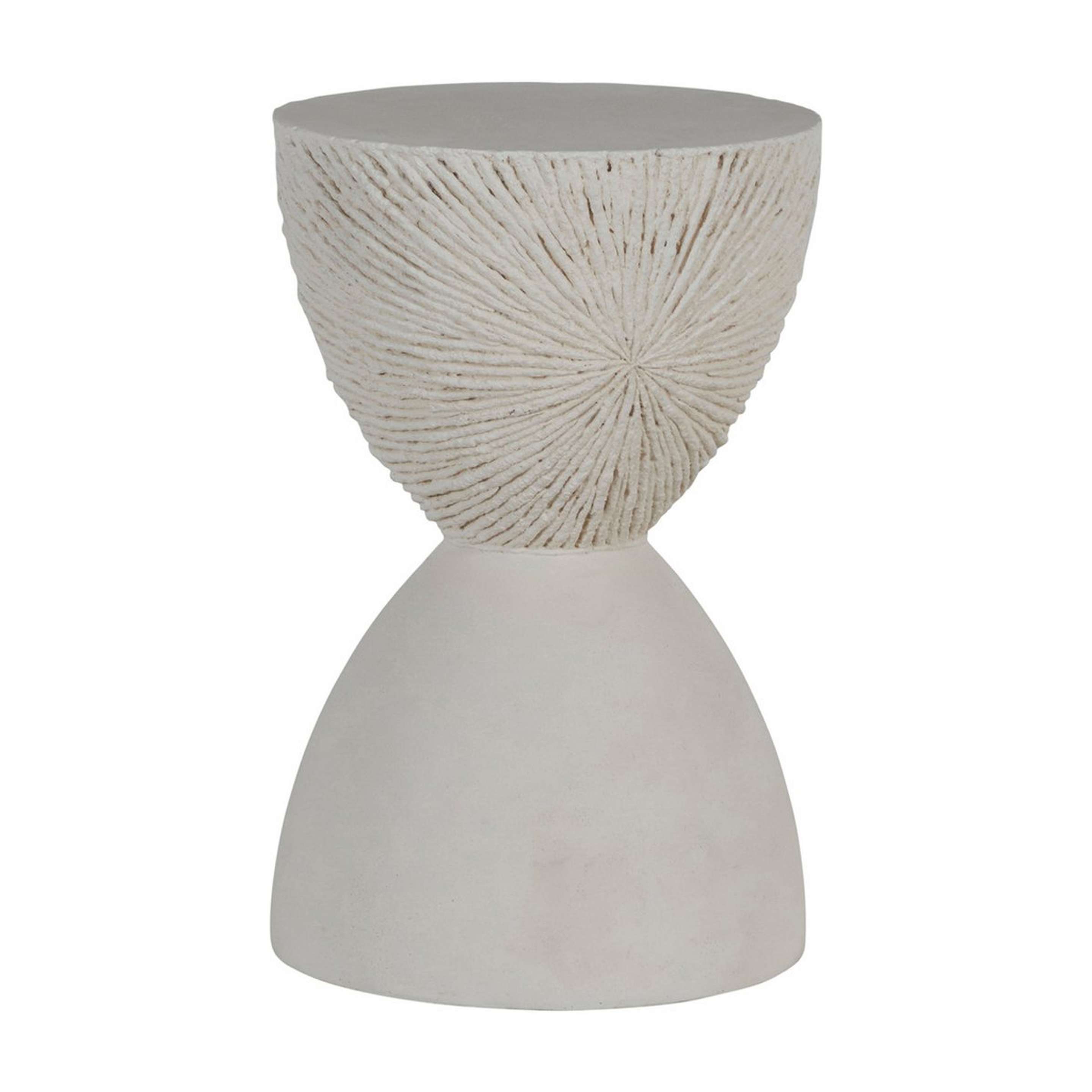 A Sablier End Table with Soft Textured White color