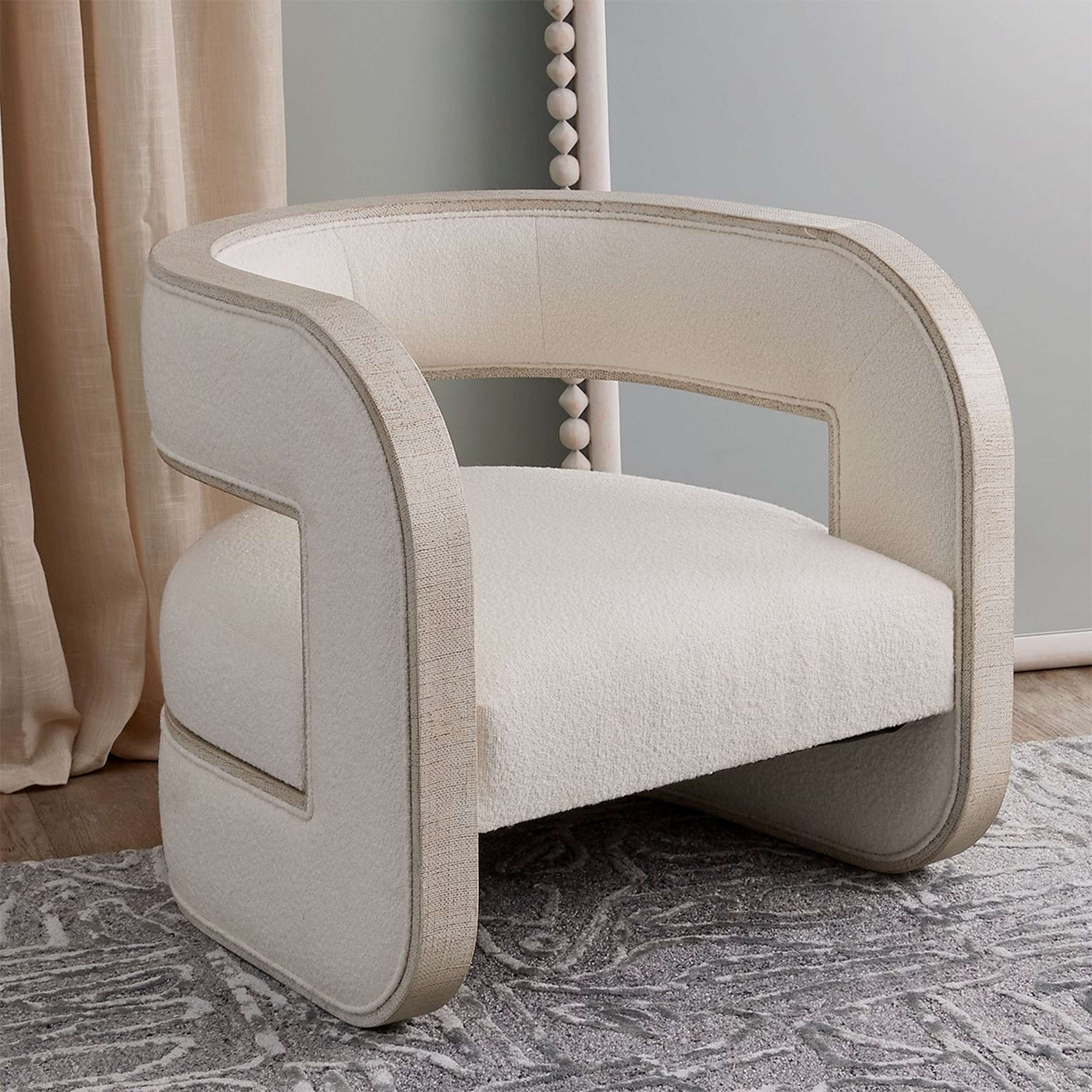 A Whitney Accent Chair with Soft White / Lacquered Burlap color