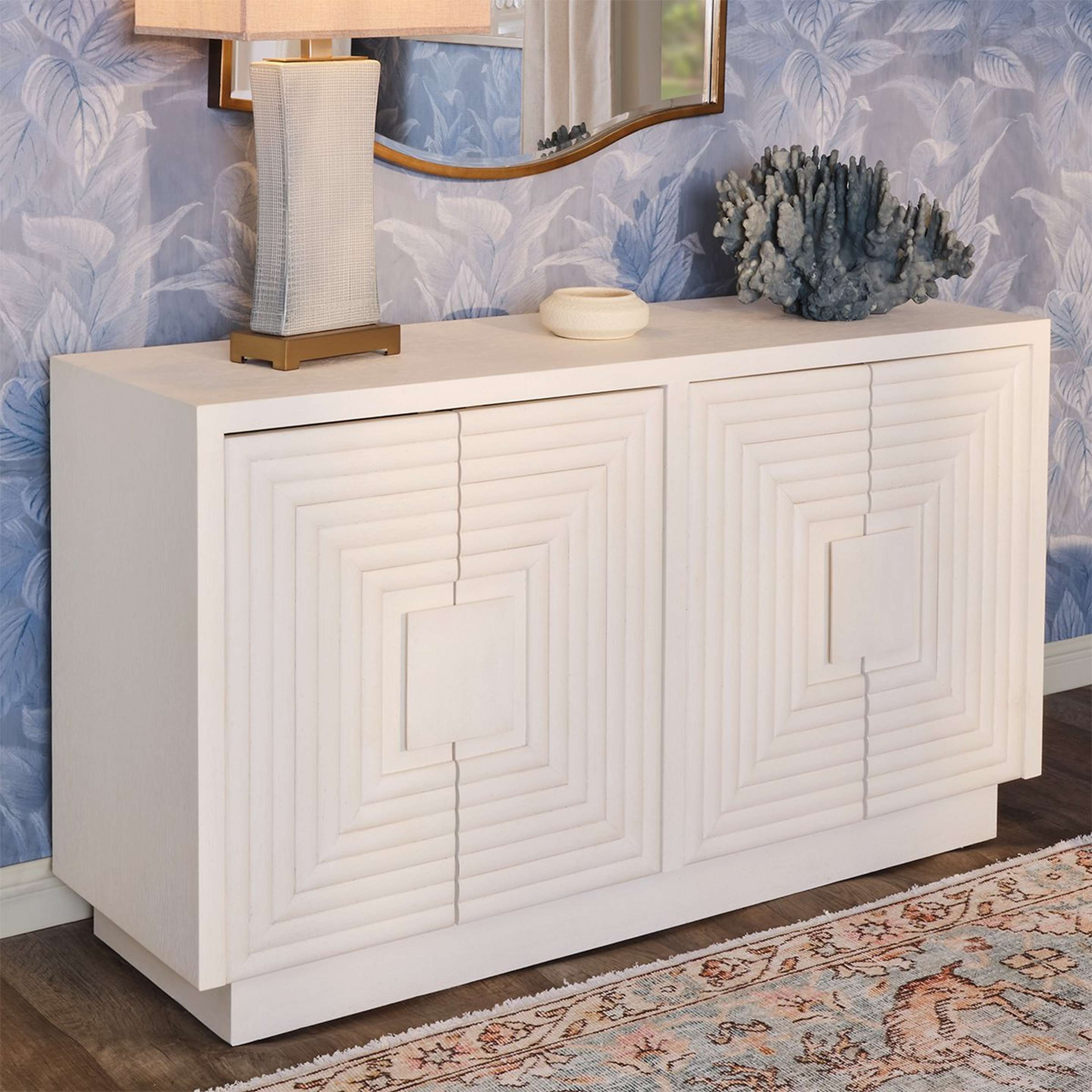 A Carre Sideboard with Cerused White color