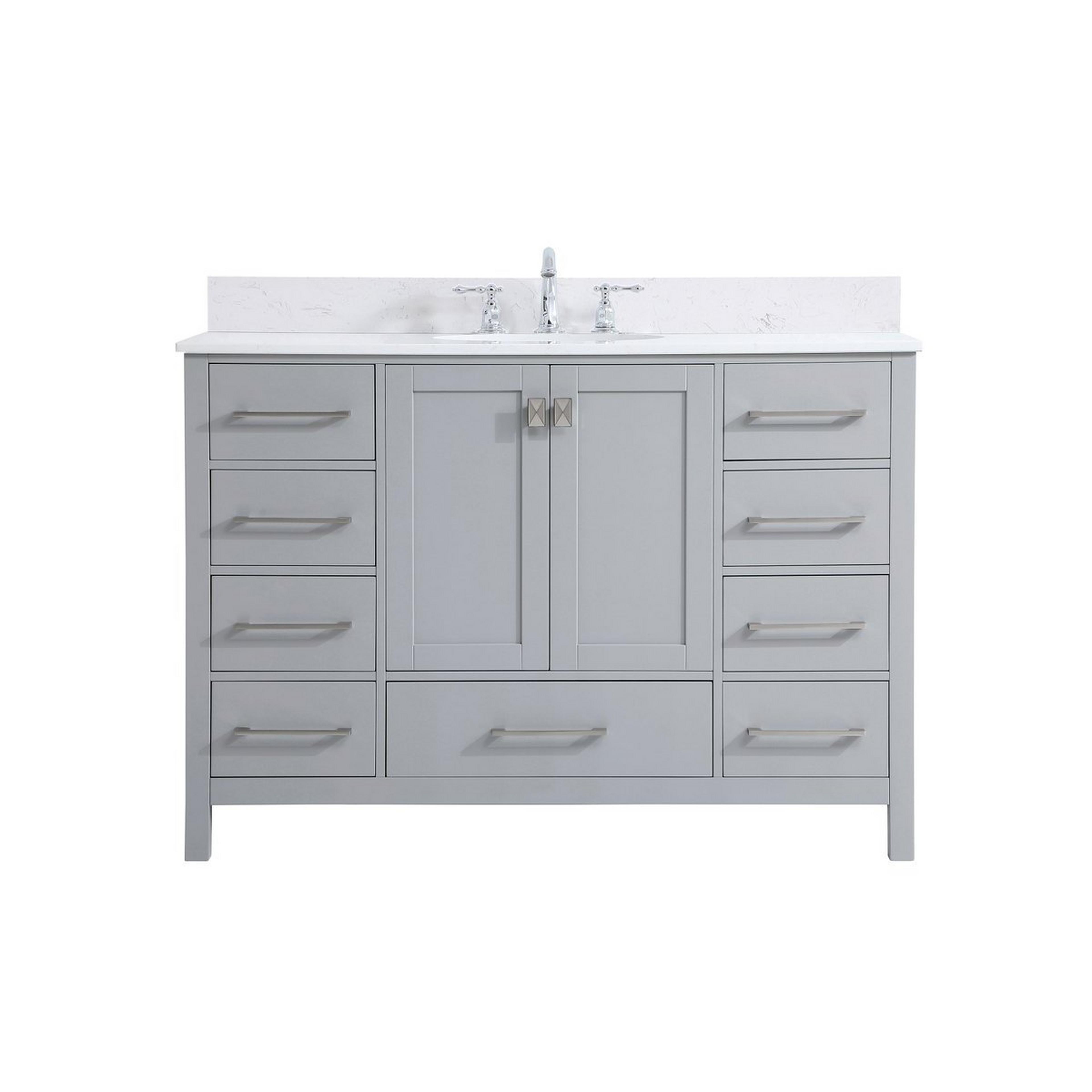 A Georgetown 48" Vanity with Dove Gray / Calacatta Quartz / Brushed Nickel Hardware color