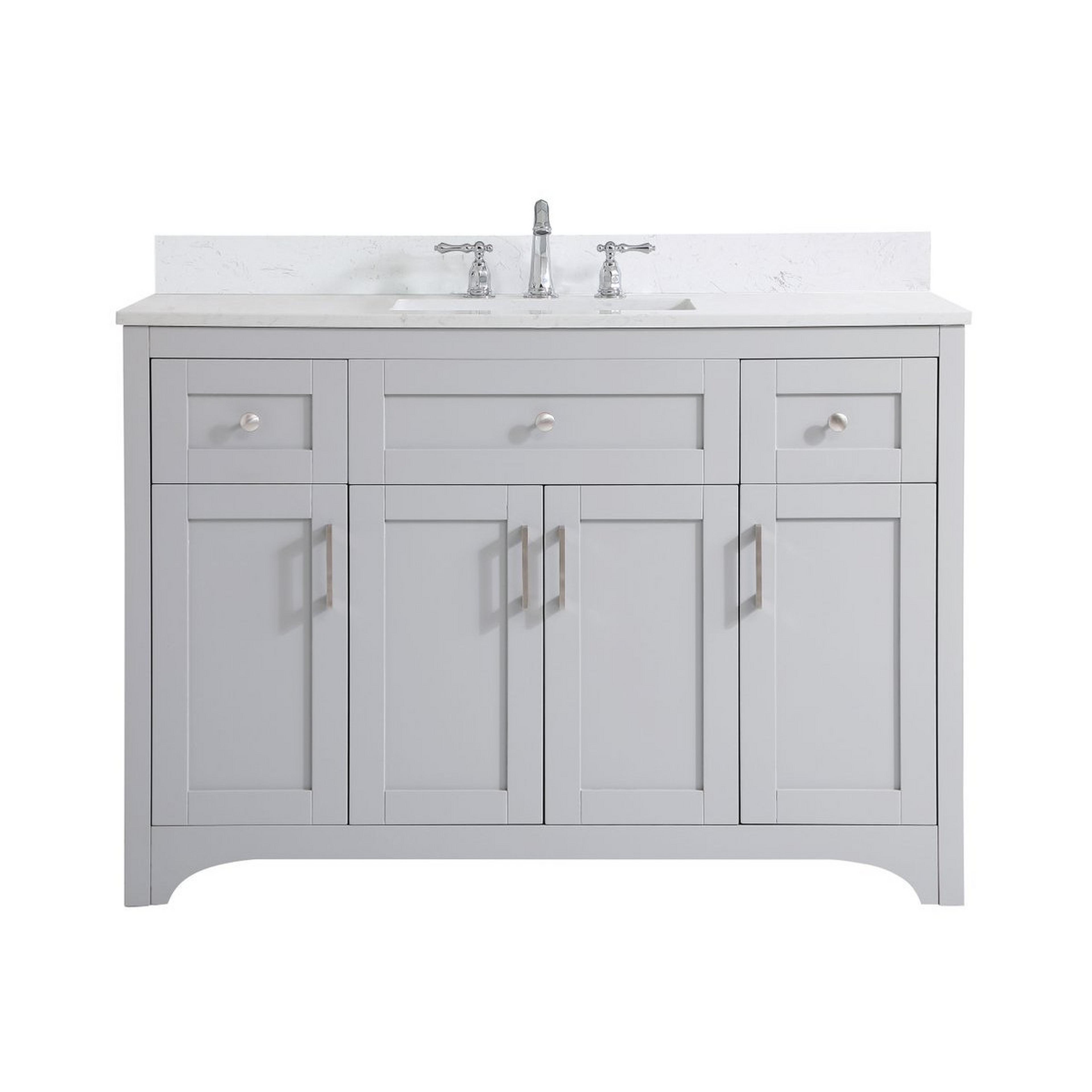 A Bangor 48" Vanity with Gray / Calacatta Quartz / Brushed Nickel Hardware color