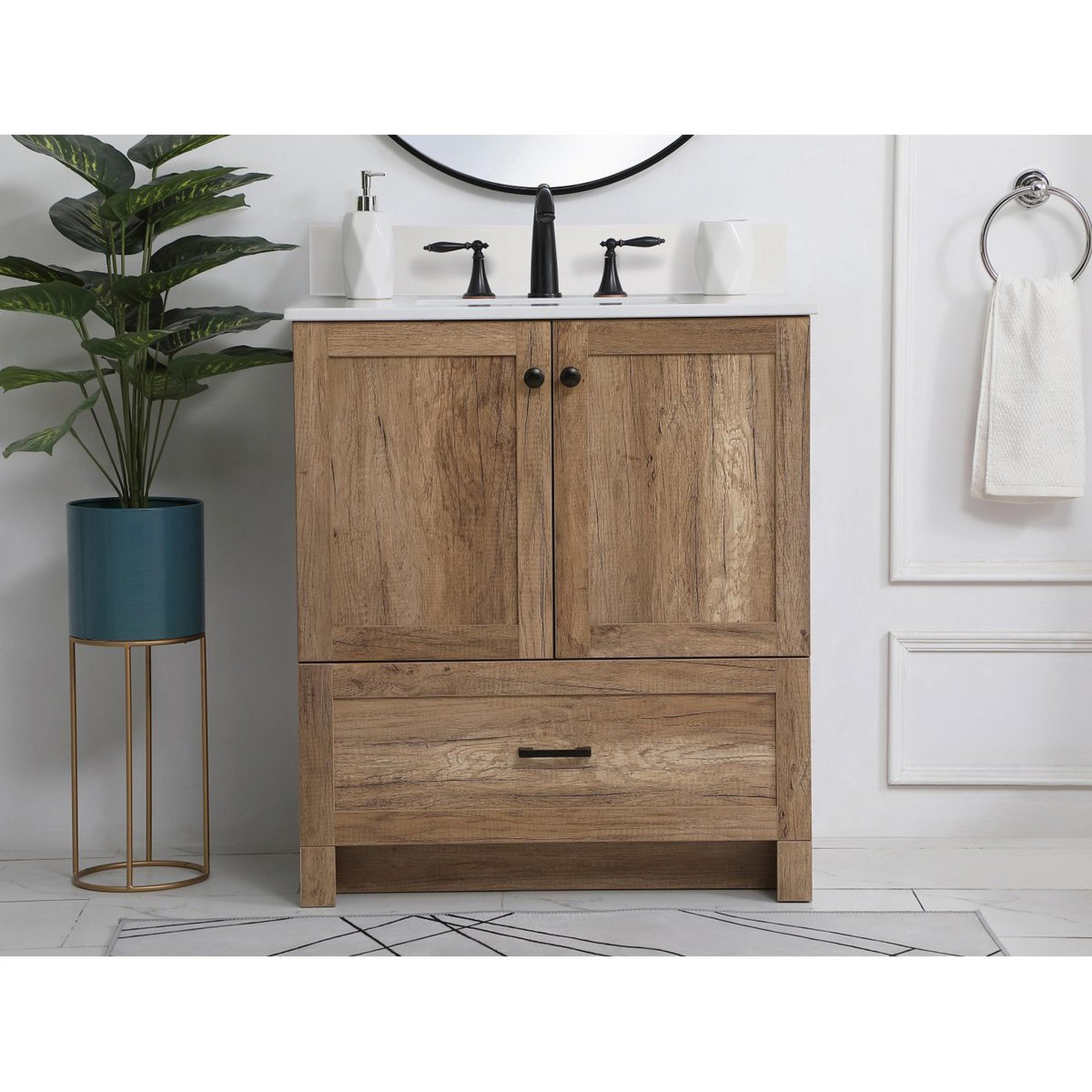 A Irwin 30" Vanity with Natural / Ivory / Black Hardware color