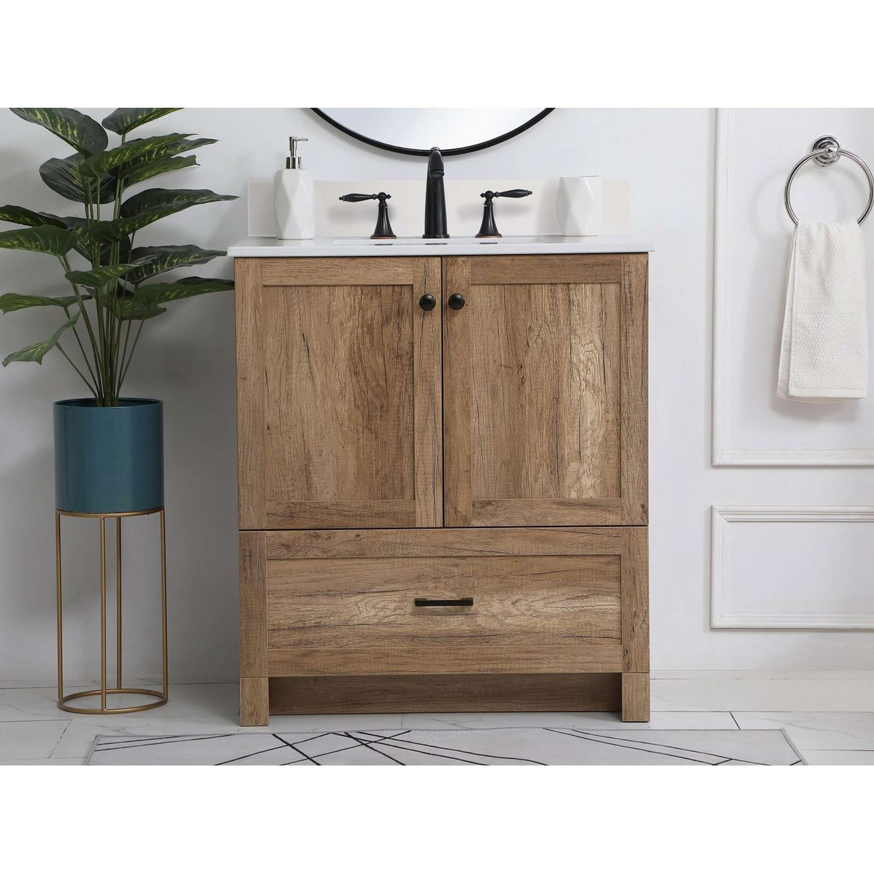 A Irwin 30" Bath Vanity with Natural / Ivory / Black Hardware color