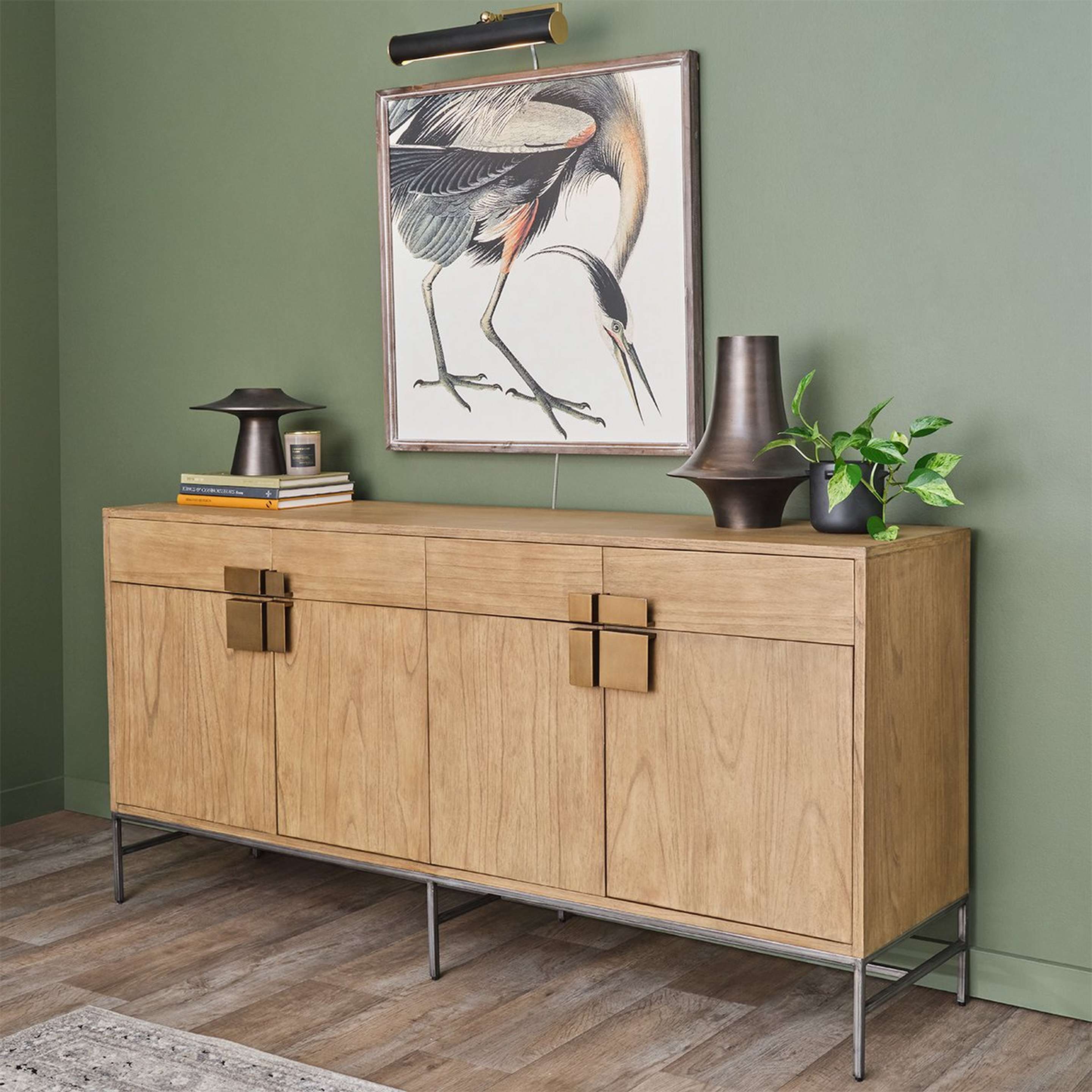 A Rhyme Buffet with Natural Wood / Antique Brass Accents color