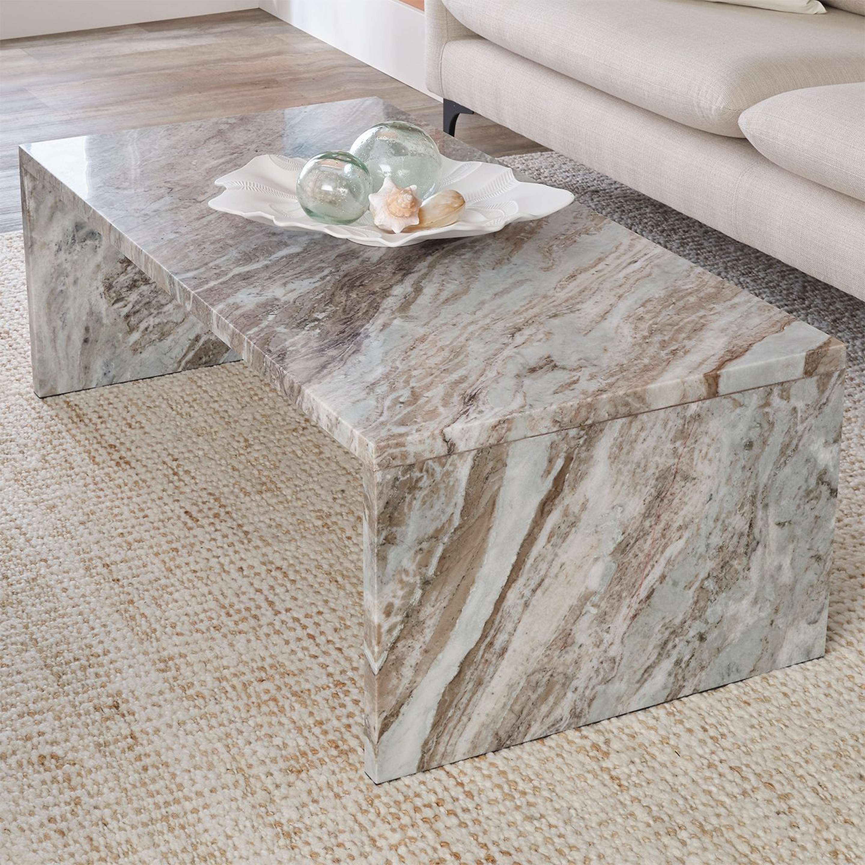 A Afton Coffee Table with Brown / White Marble color