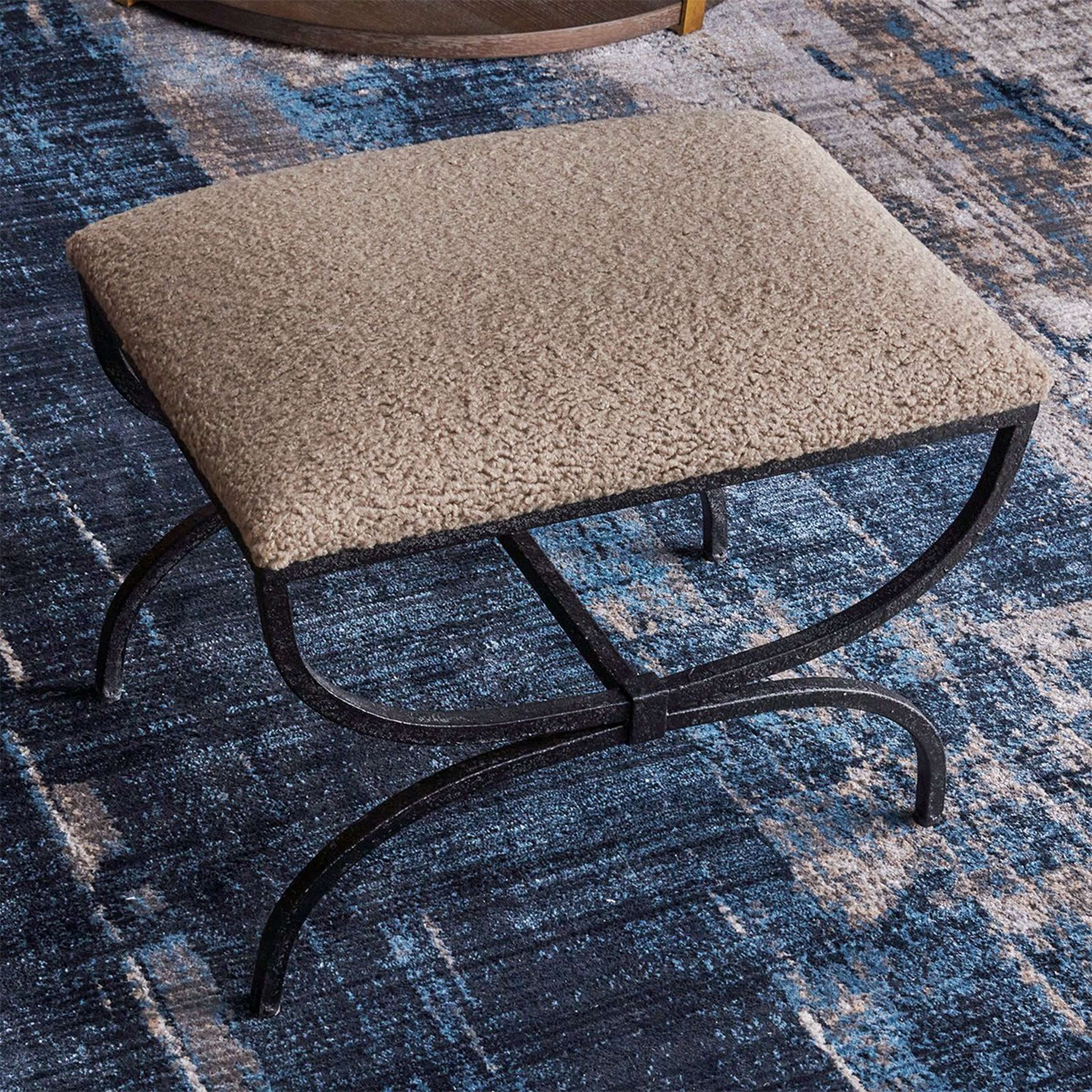 A Estado Bench with Latte Faux Shearling / Iron color