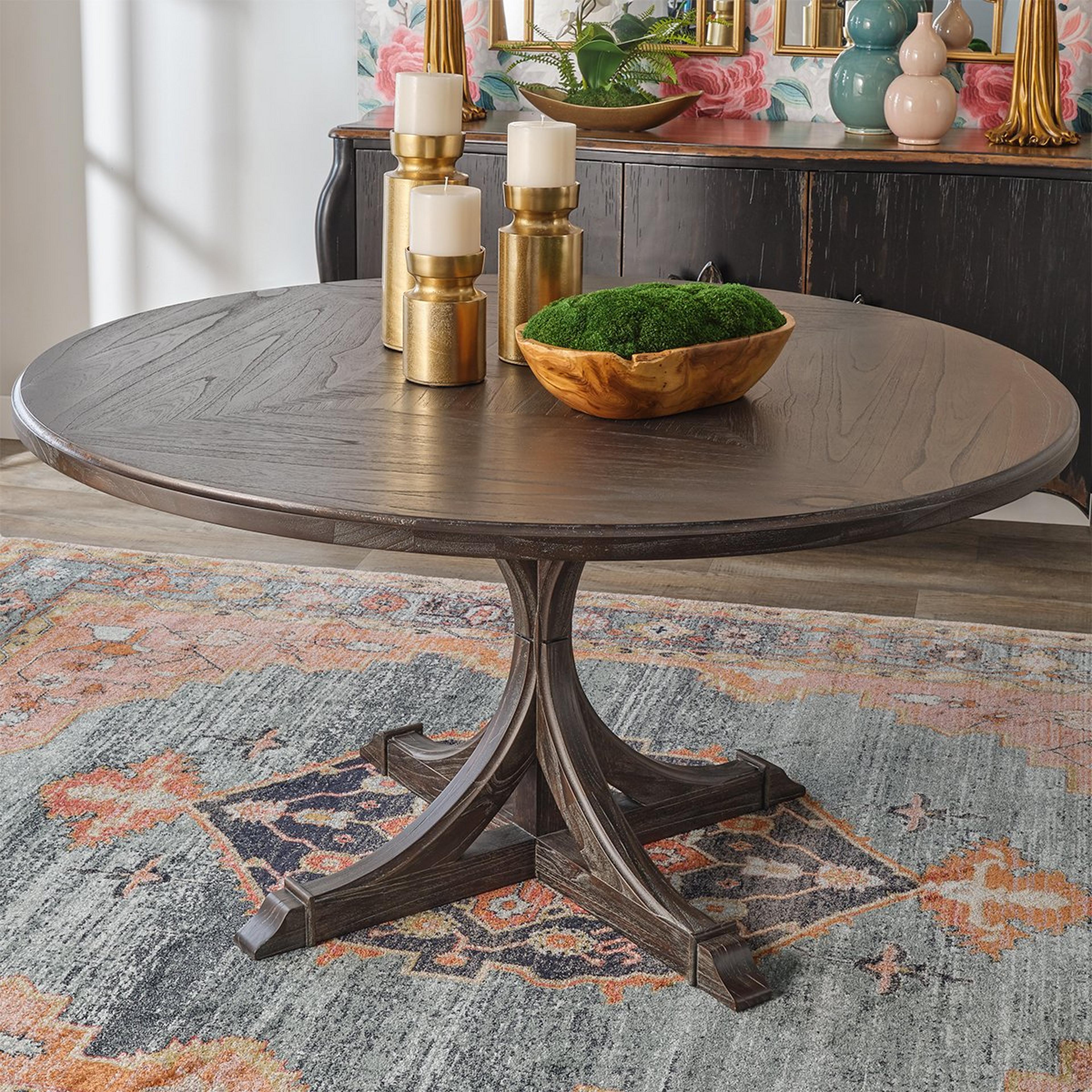A Fonda Dining Table with Dark Wood  color