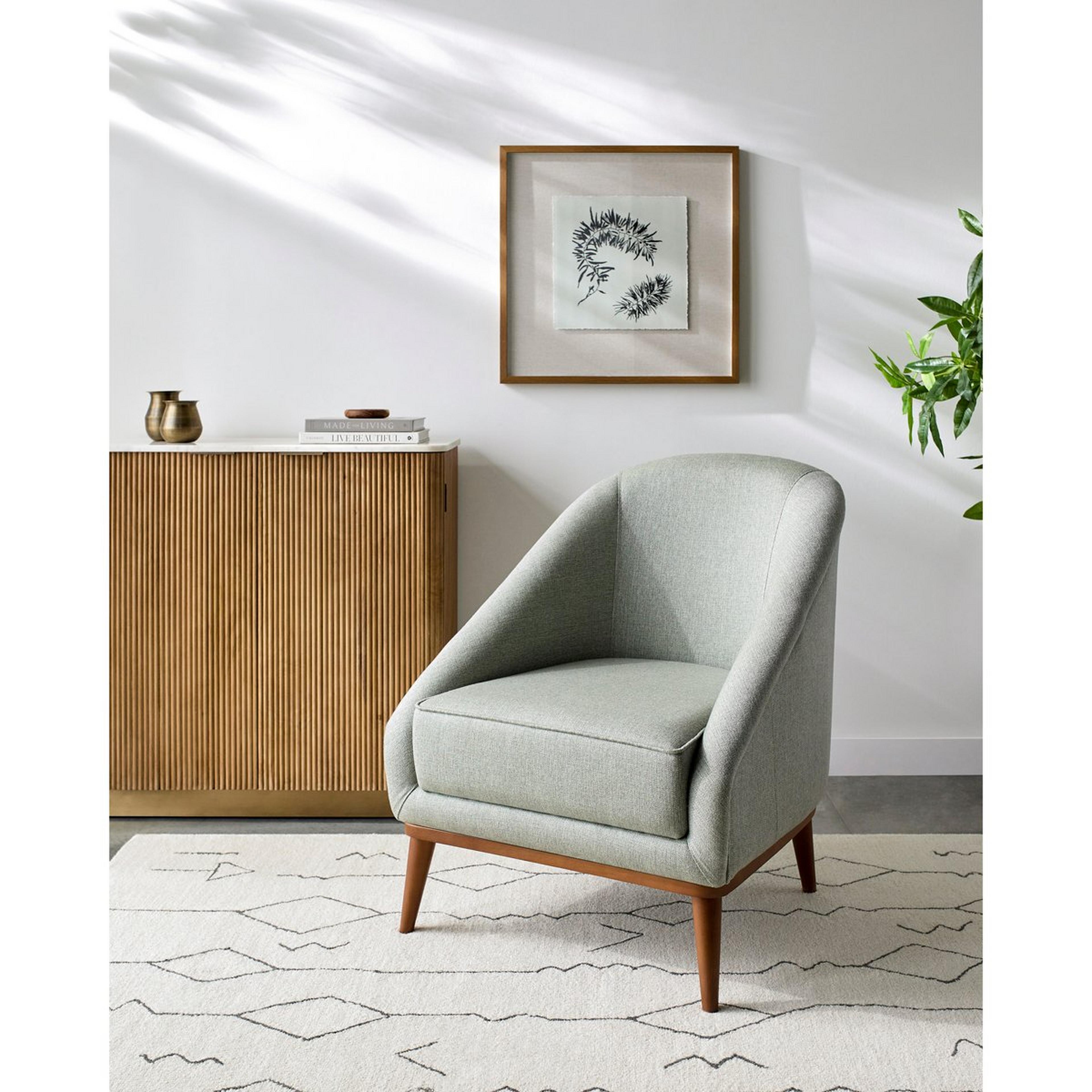 A Harold Accent Chair with Light Sage / Medium Wood color
