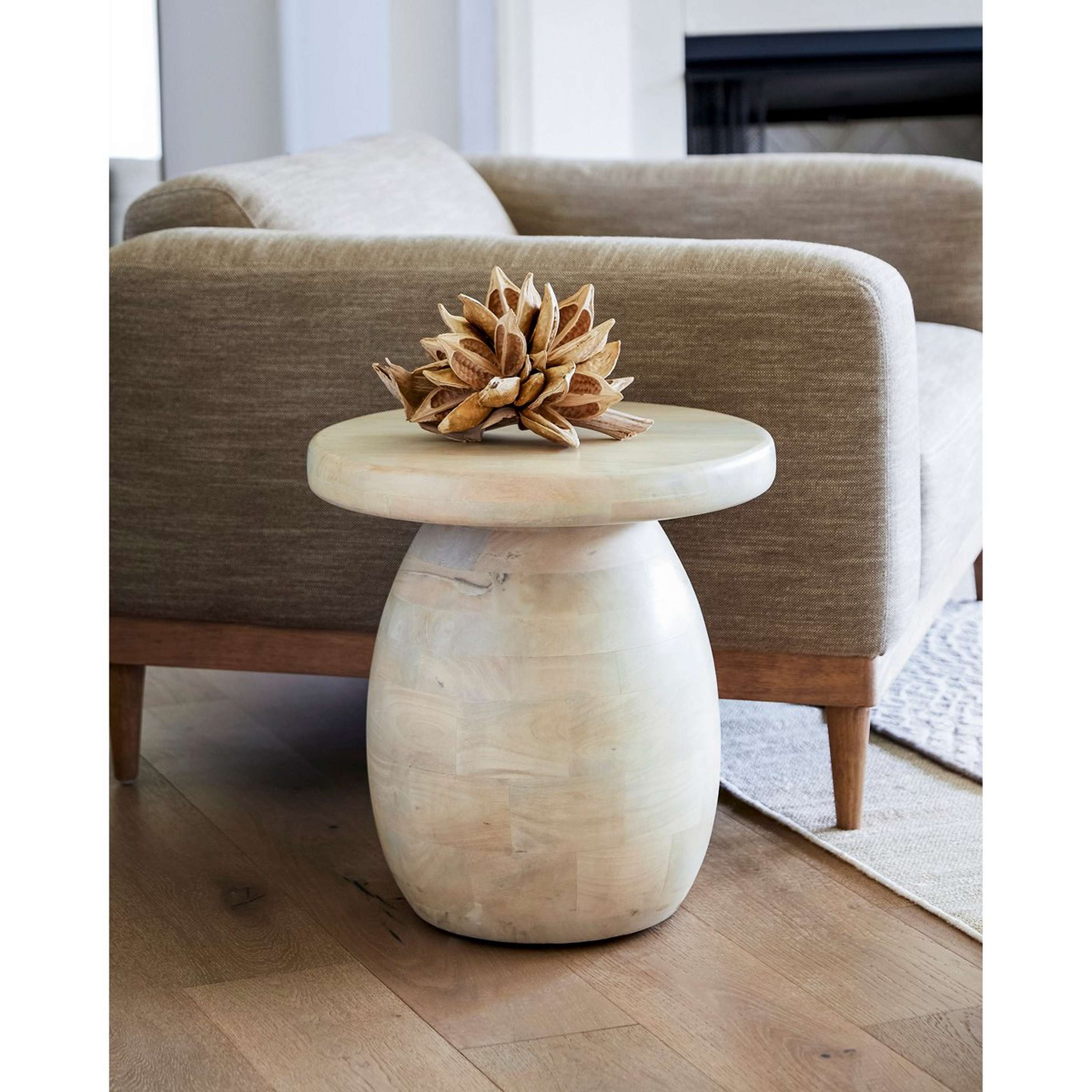 A Lyle Side Table with White Wash color