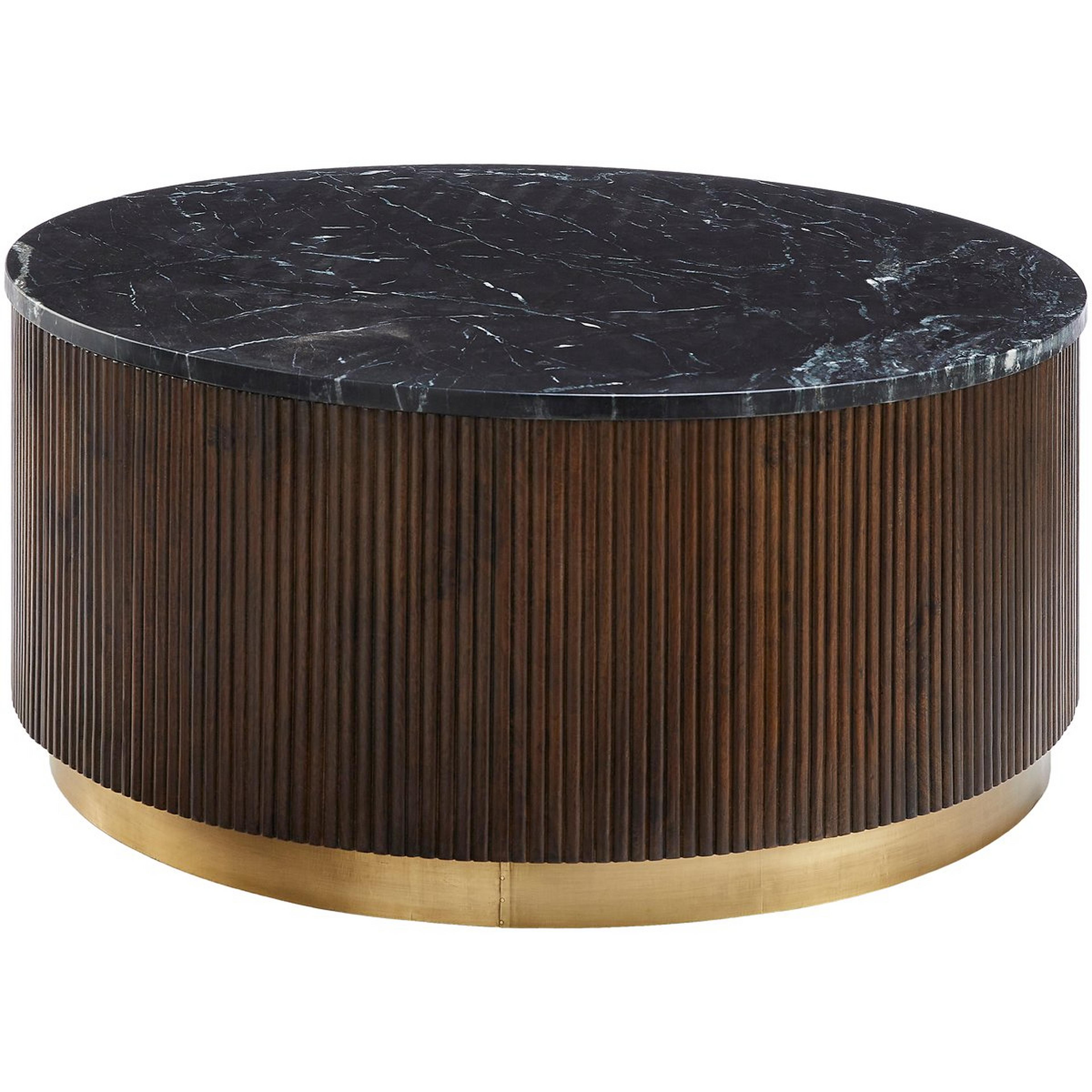 A Mooney Coffee Table with Dark Wood / Black / Gold color