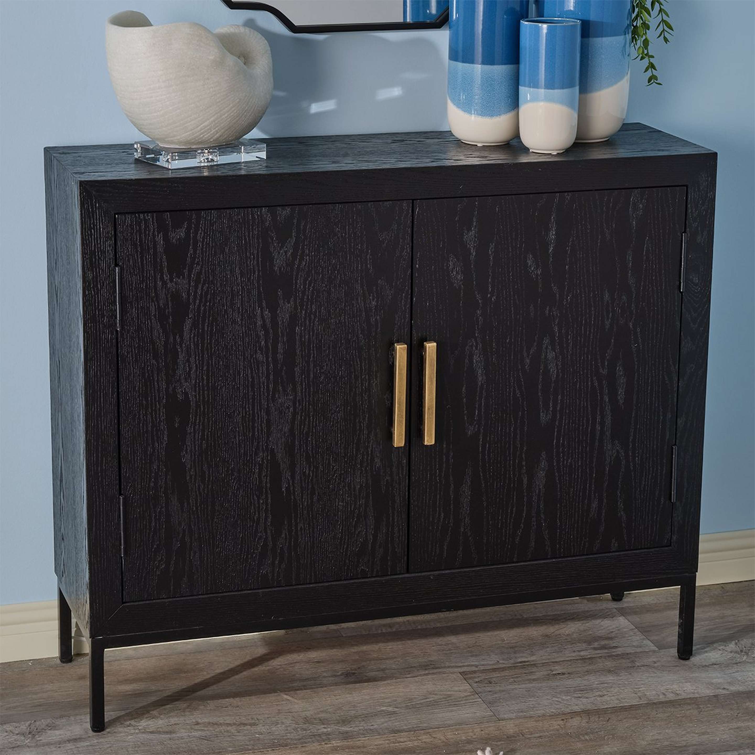 A La Paz Accent Cabinet with Black / Aged Gold color