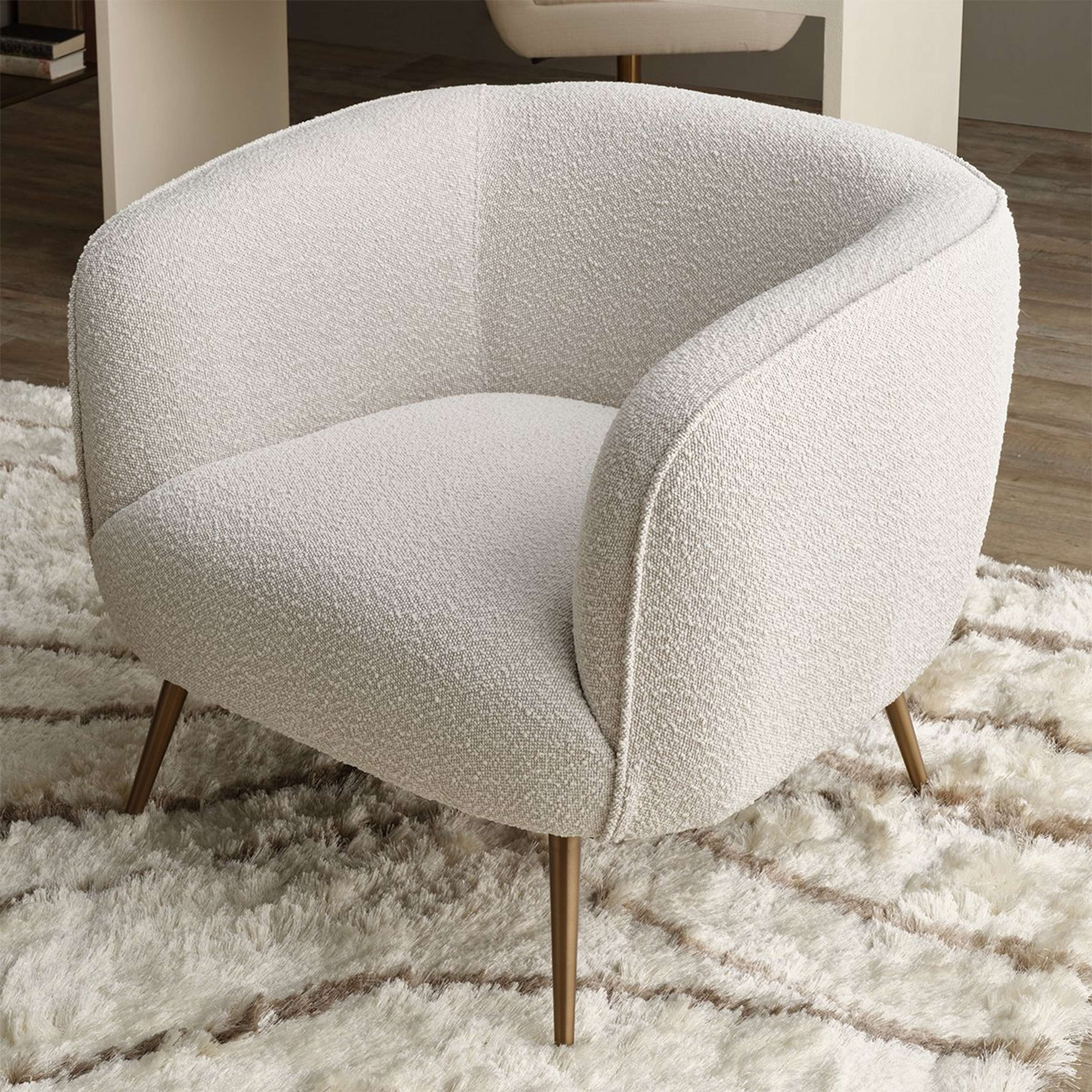 A Abrazo Accent Chair with Soft White Upholstery / Gold color