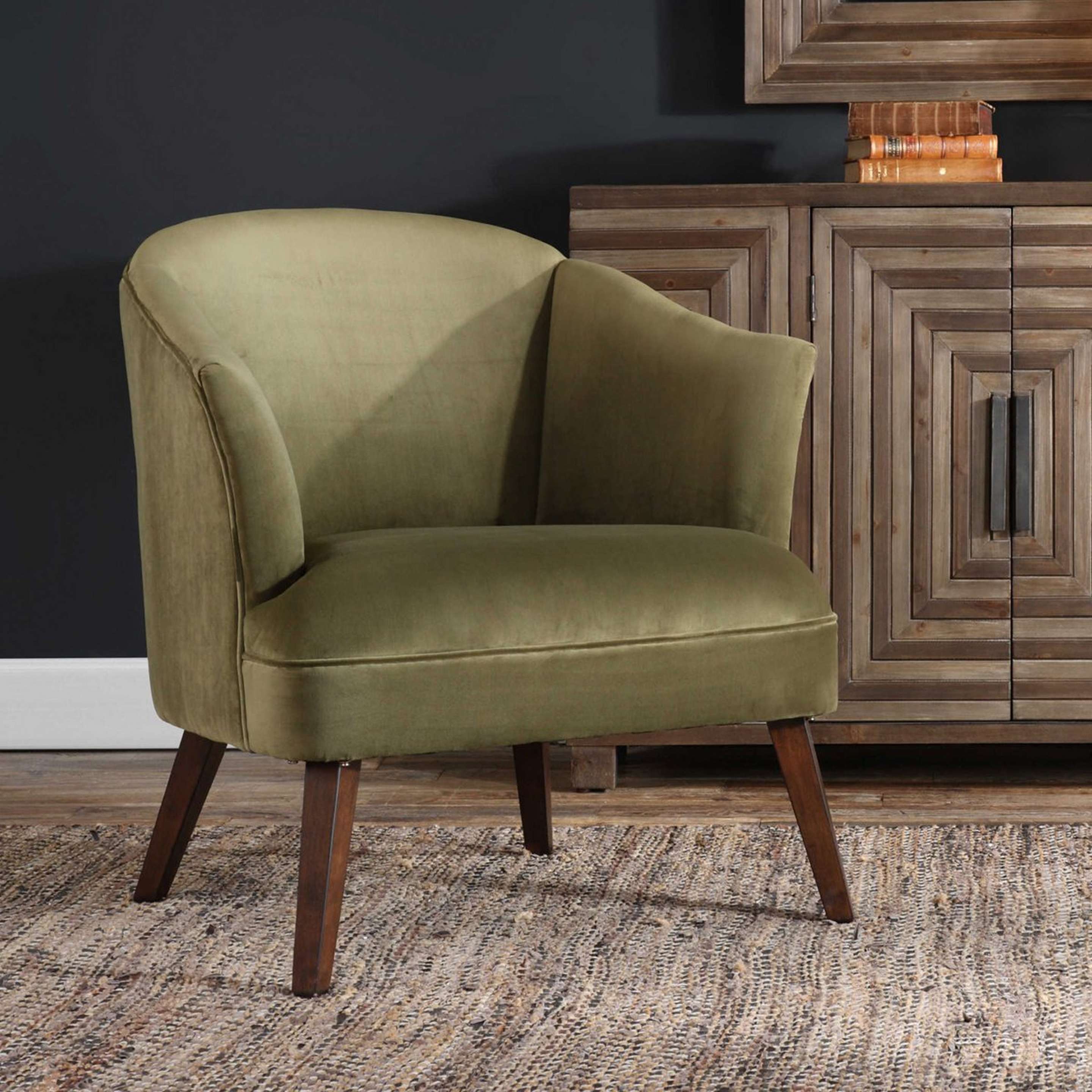A Nash Accent Chair with Olive / Walnut color
