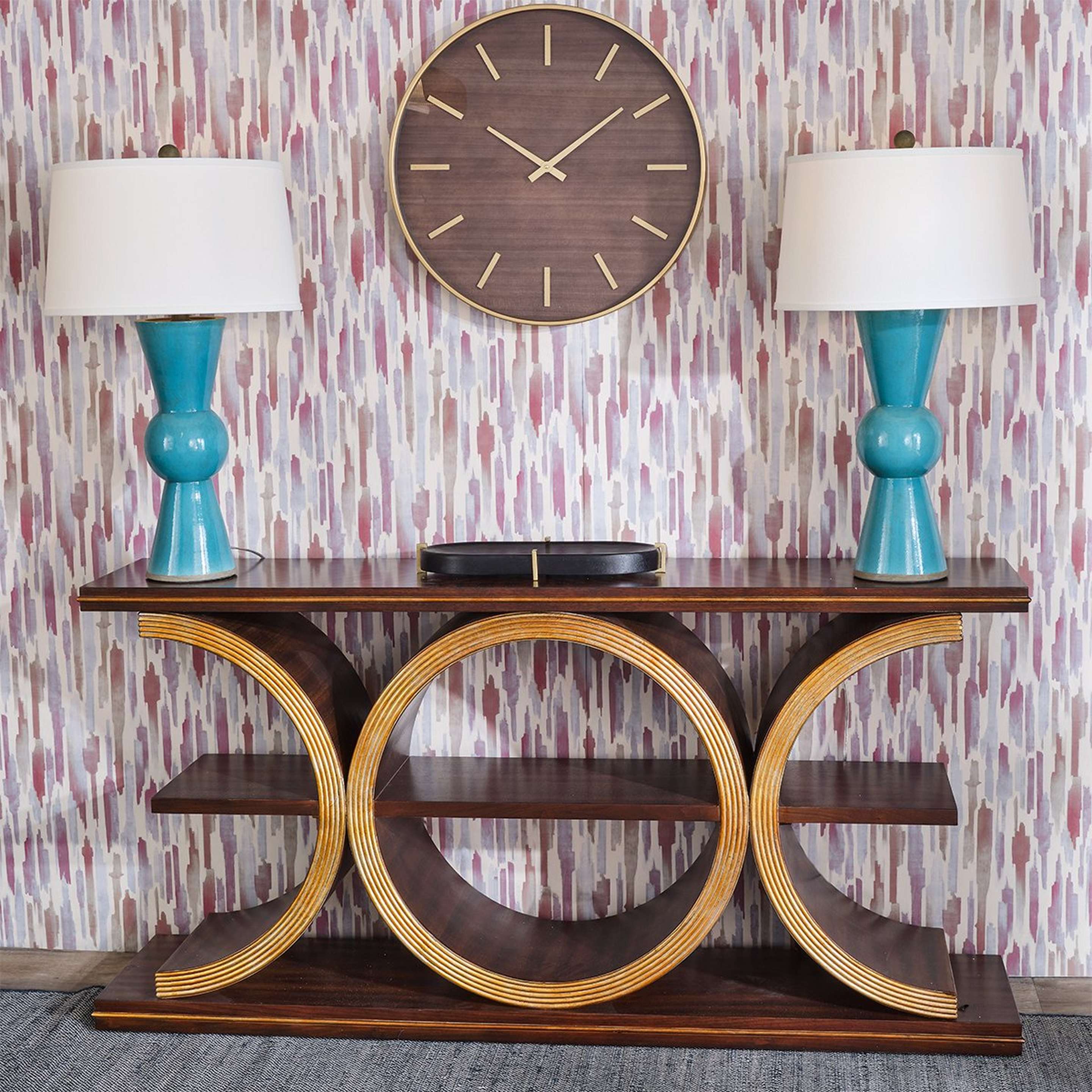 A Monterrey Console Table with Dark Wood / Gold color