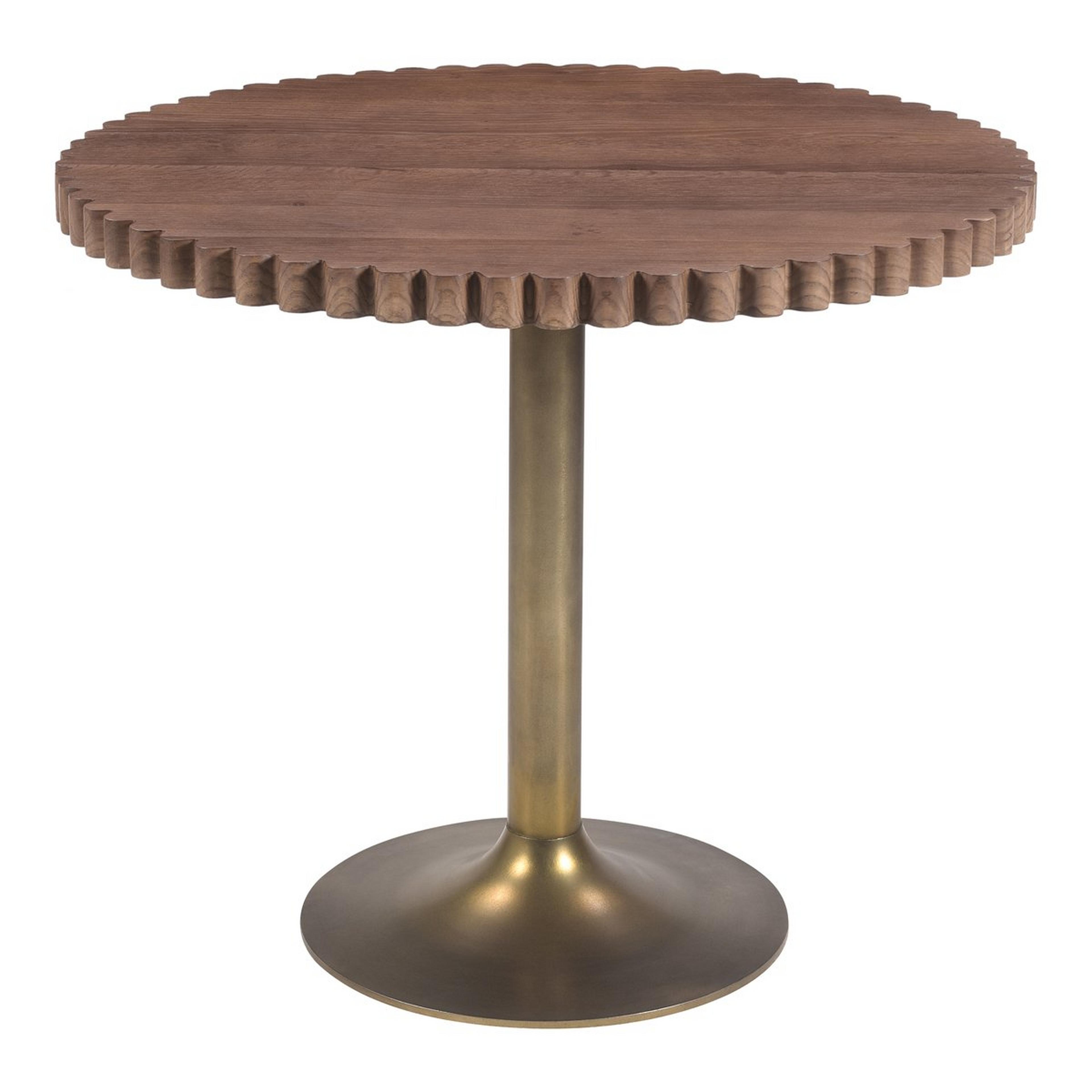 A Guernica Cafe Table with Dark Wood / Aged Brass color