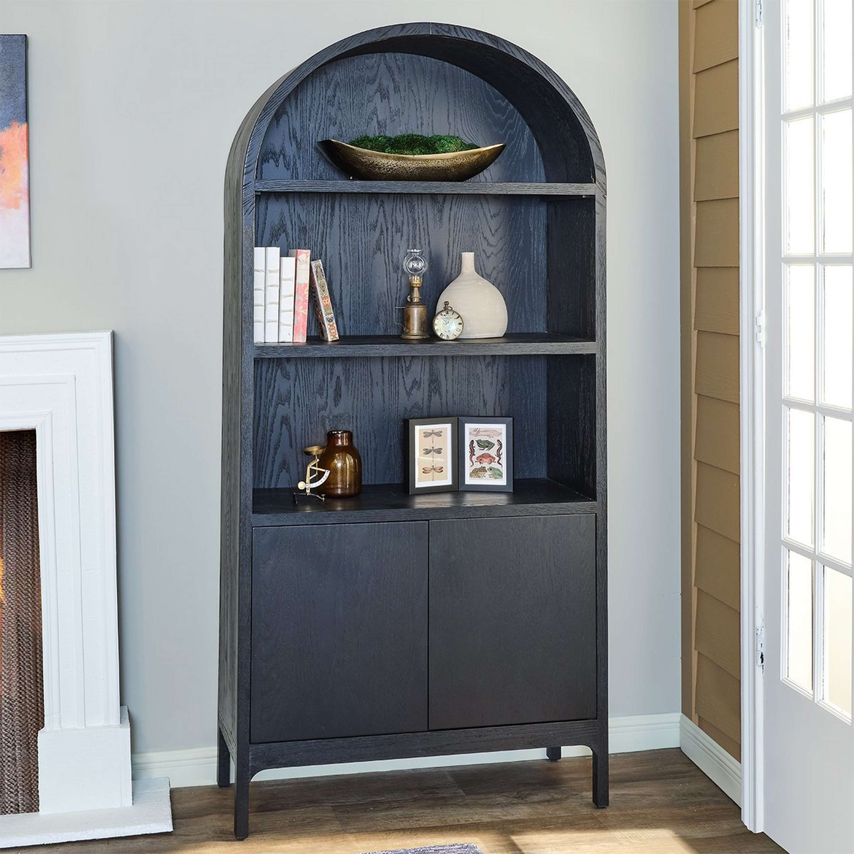 A Bosie Bookcase with Black Wood color