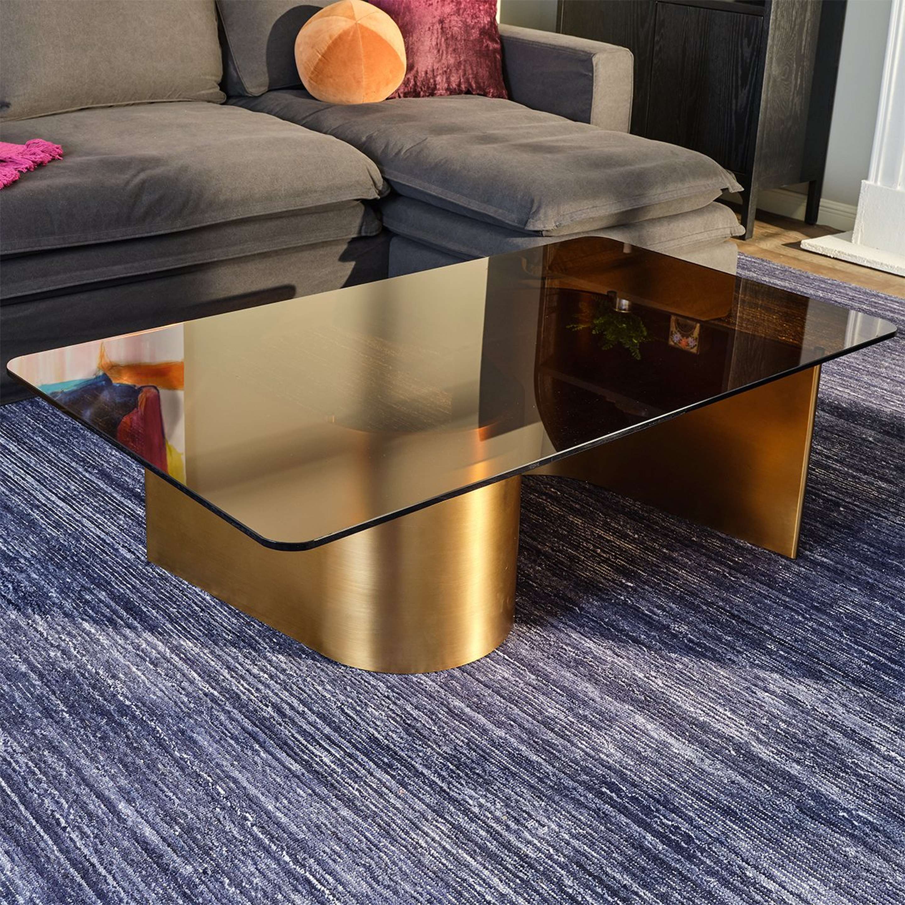 A Sasayaki Coffee Table with Gold / Smoke Glass color