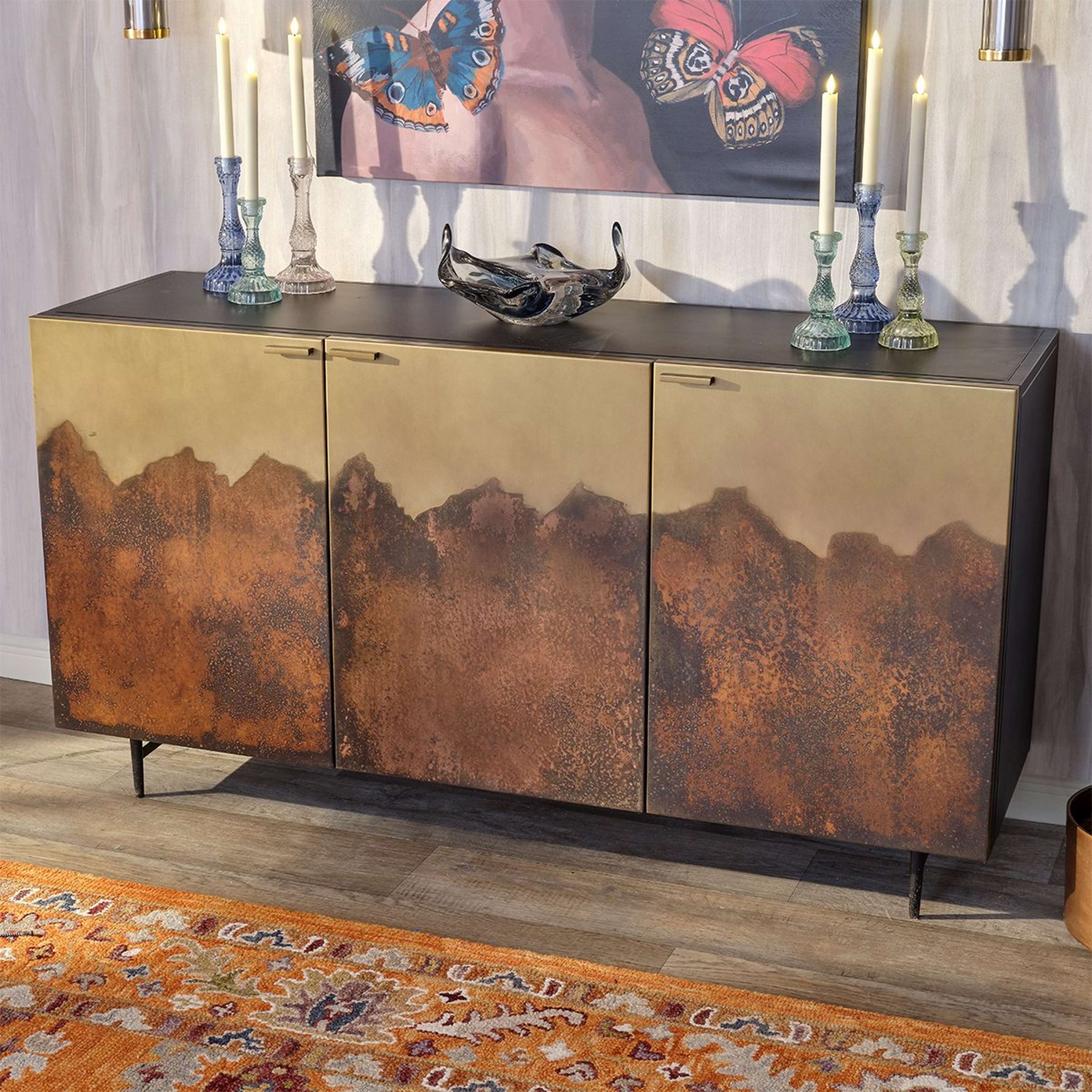 A Thorne Sideboard with Antique Brass Patina / Black color