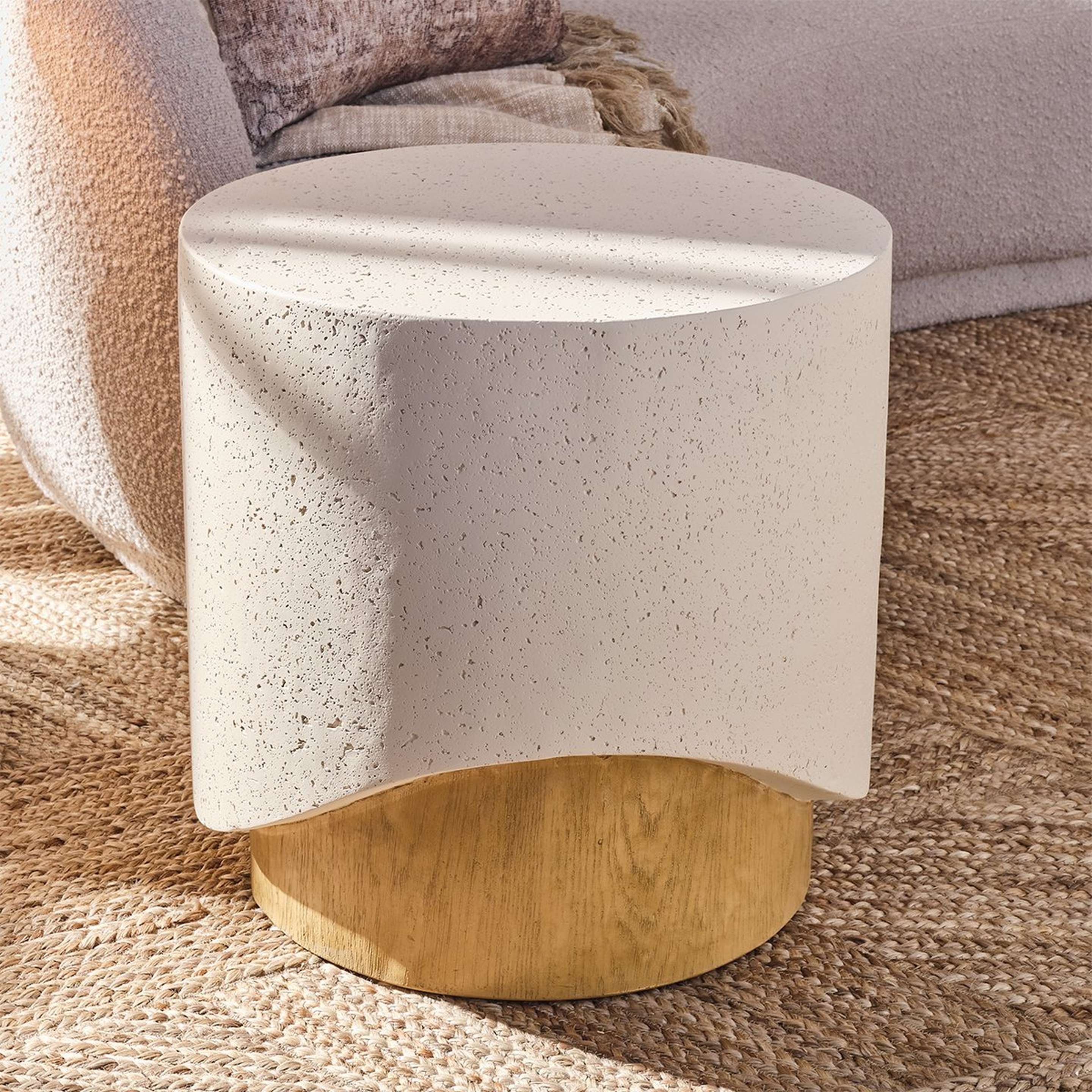 A Kostas Side Table with Cream Concrete / Natural Oak color