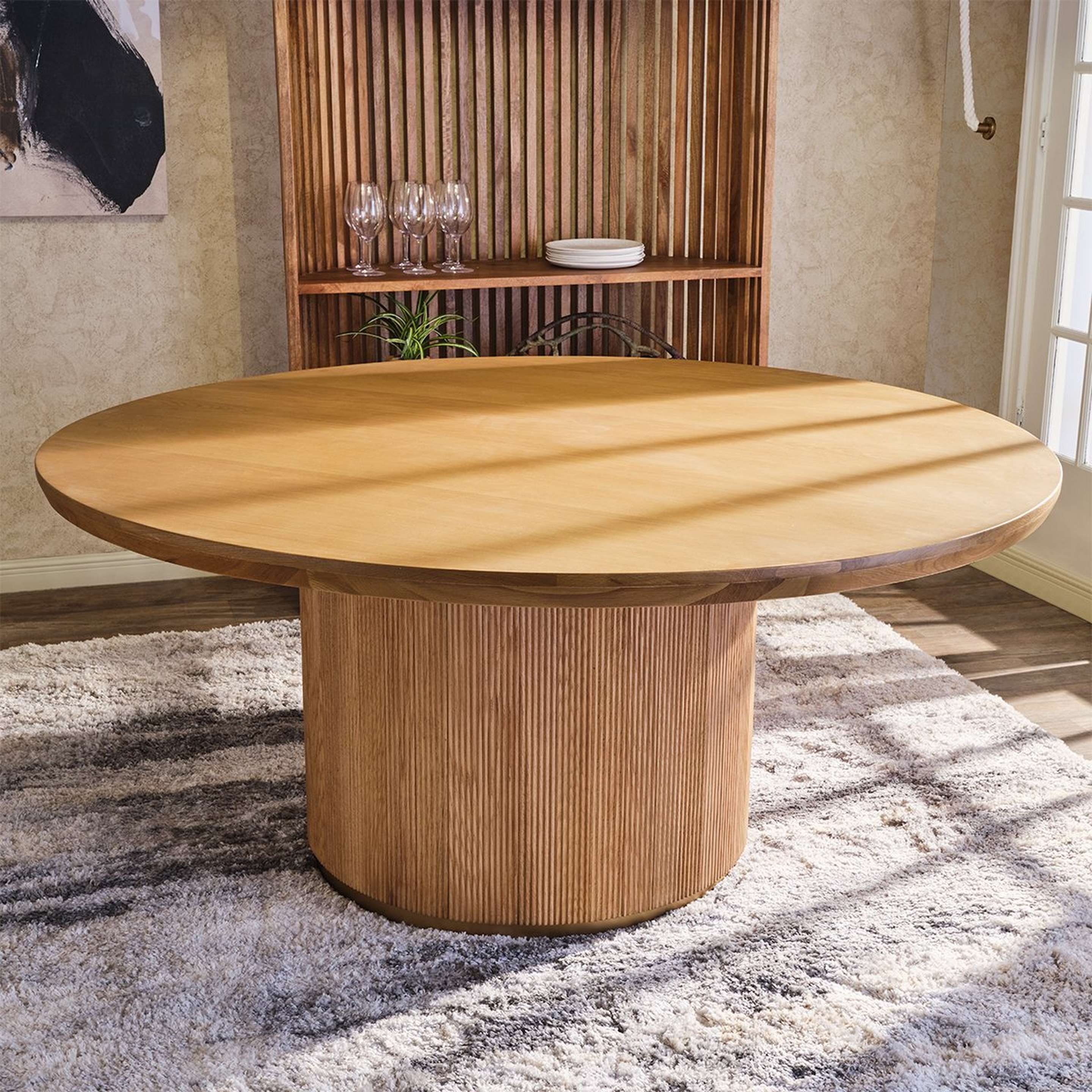 A Mykita Dining Table with Rustic Natural Oak color
