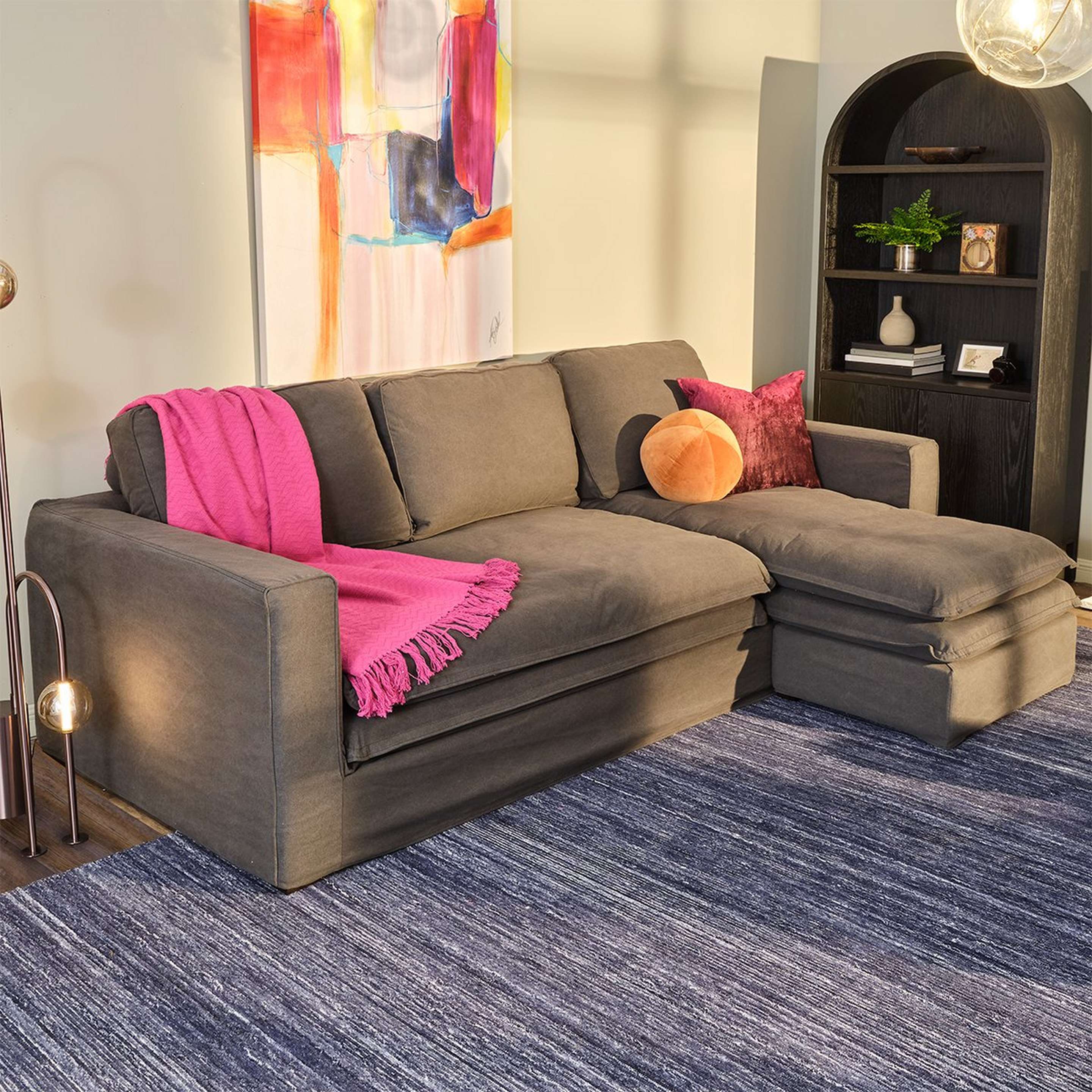 A Shelle Sectional Sofa with Charcoal Gray color