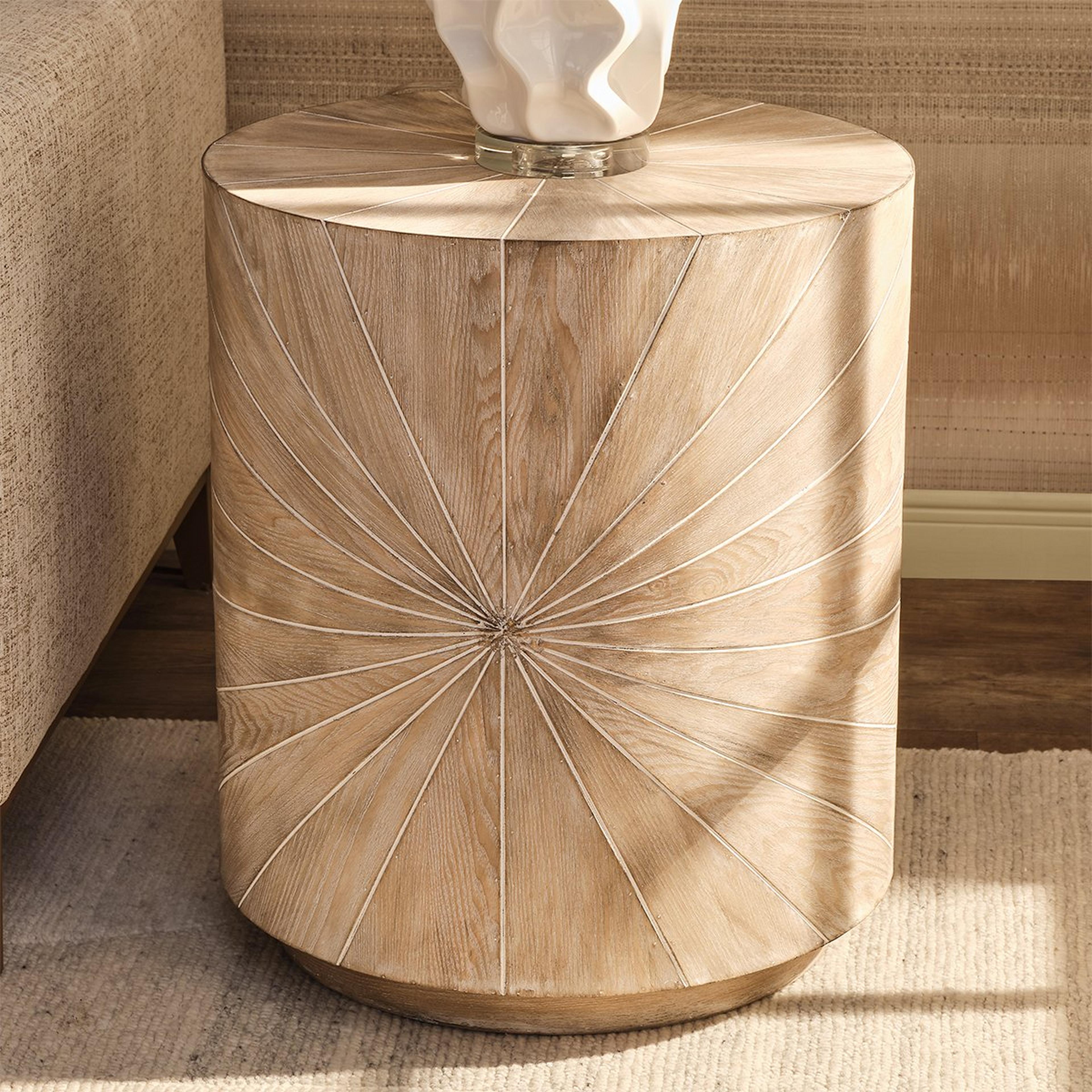 A Gallagher Accent Table with Gray Washed Wood color