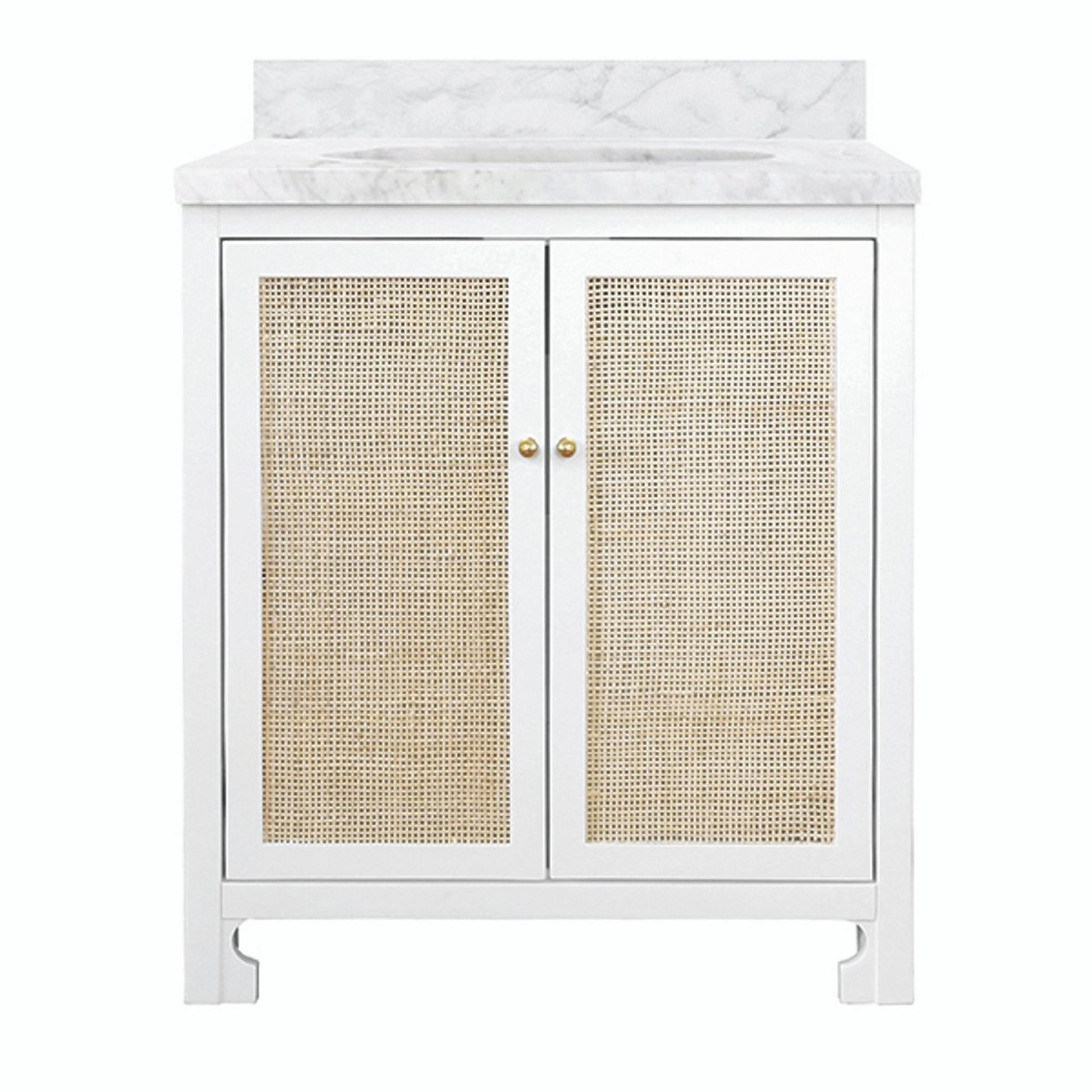 A Stellin 31" Vanity with White / Natural / Brass color