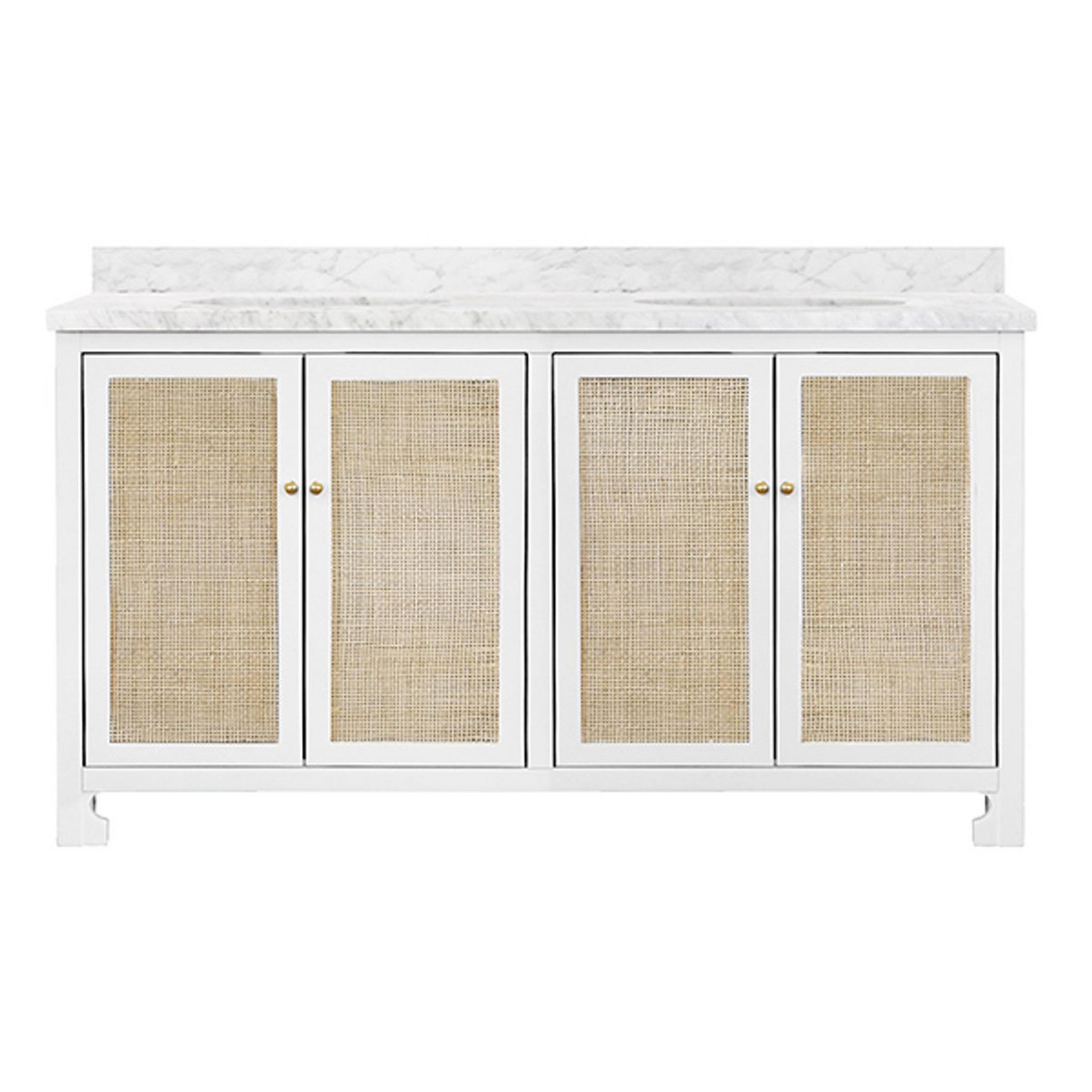 A Stellin 60" Double Vanity with White / Natural / Brass color