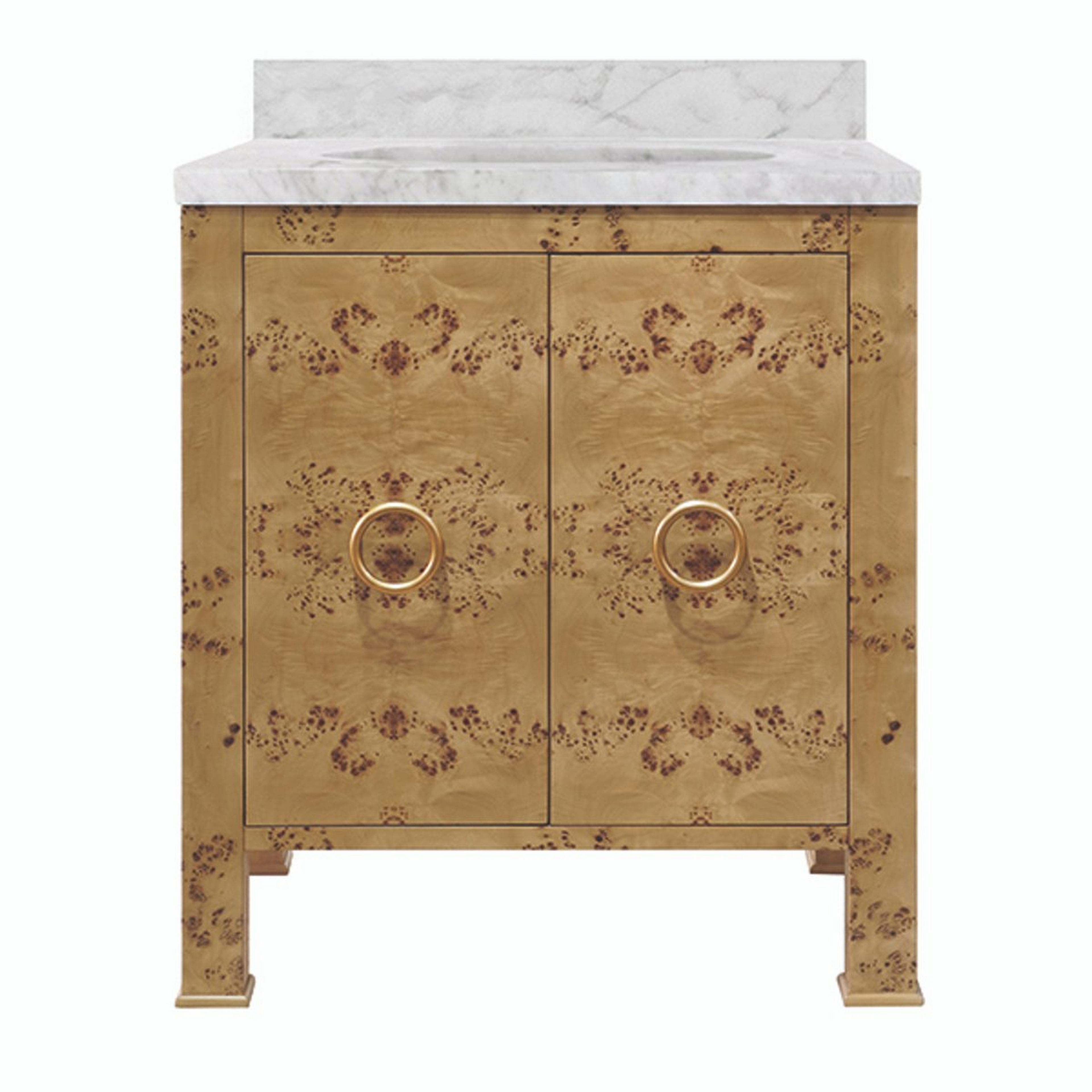 A Amorgos 31" Vanity with Natural Burl / White Marble color