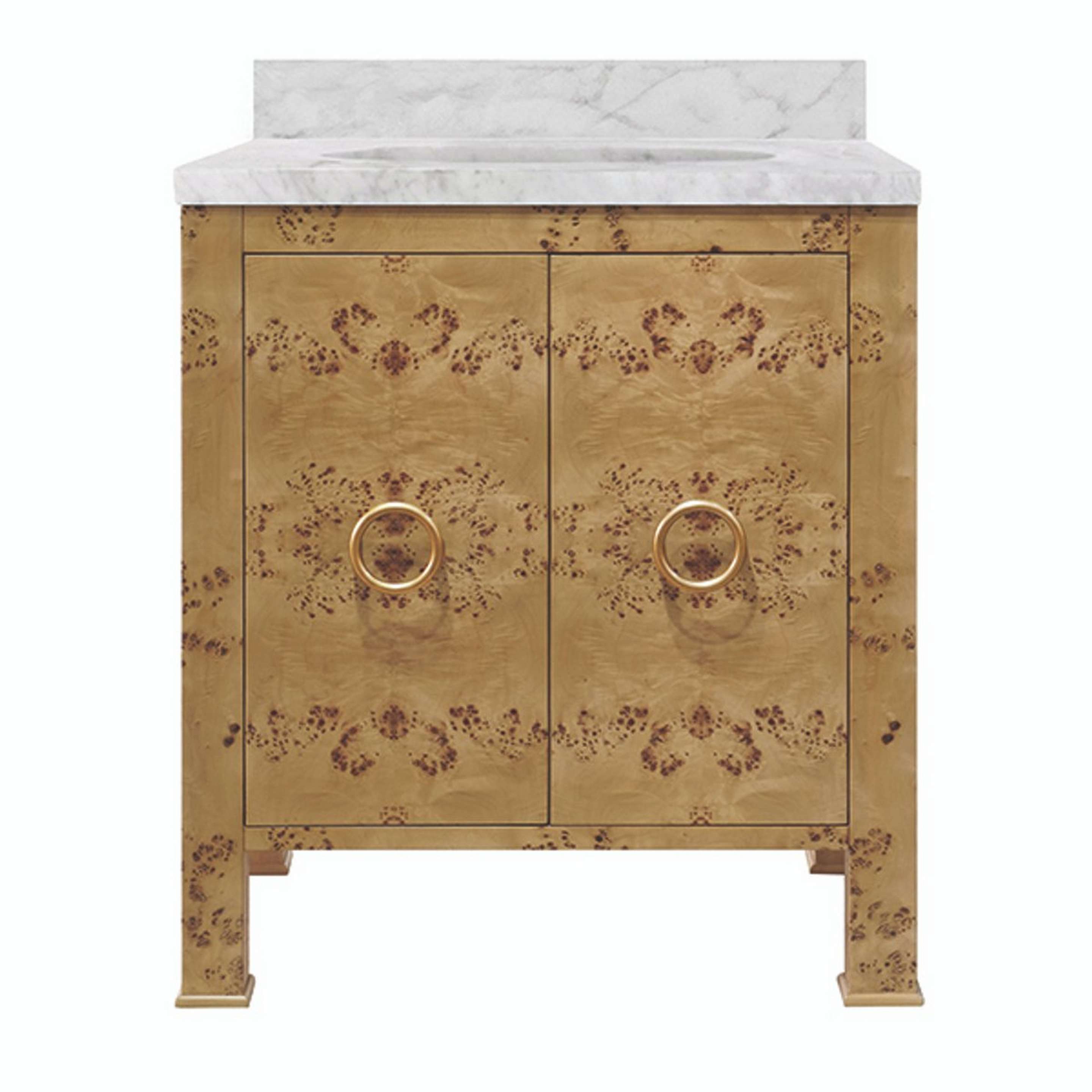 A Amorgos 31" Bath Vanity with Natural Burl / White Marble color