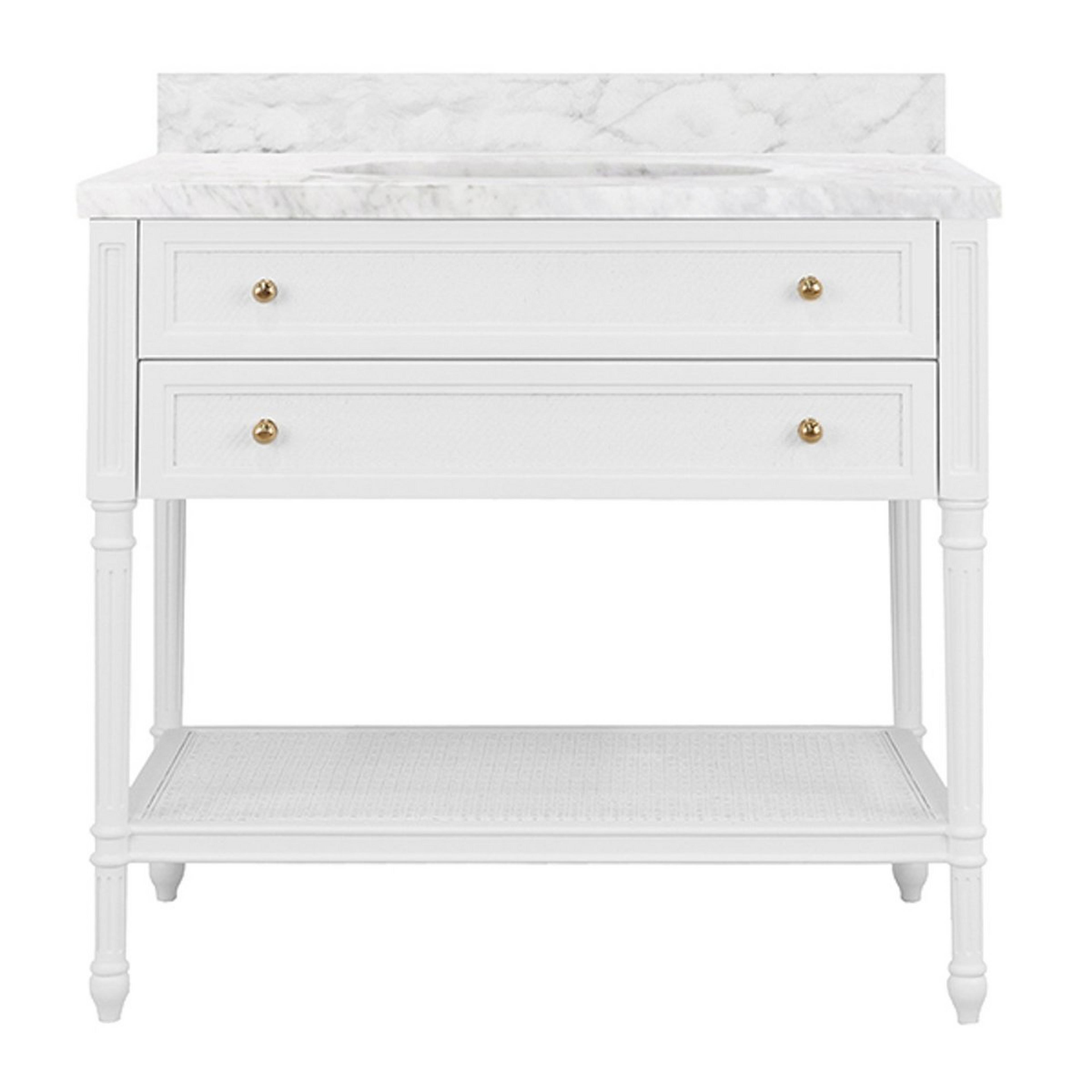 A Colima 37" Vanity with White / Brass color