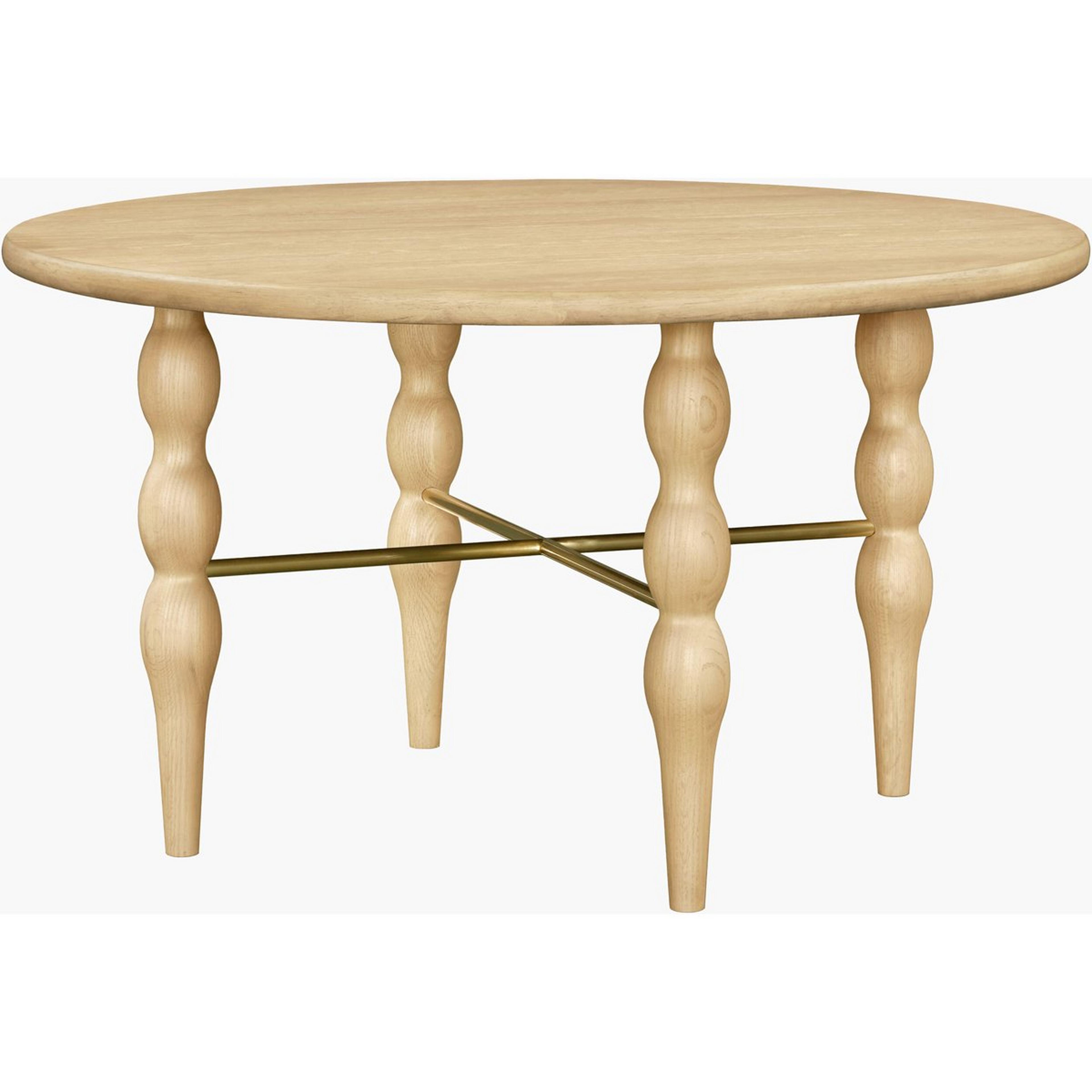 A Roselyn Dining Table with Natural / Brass color