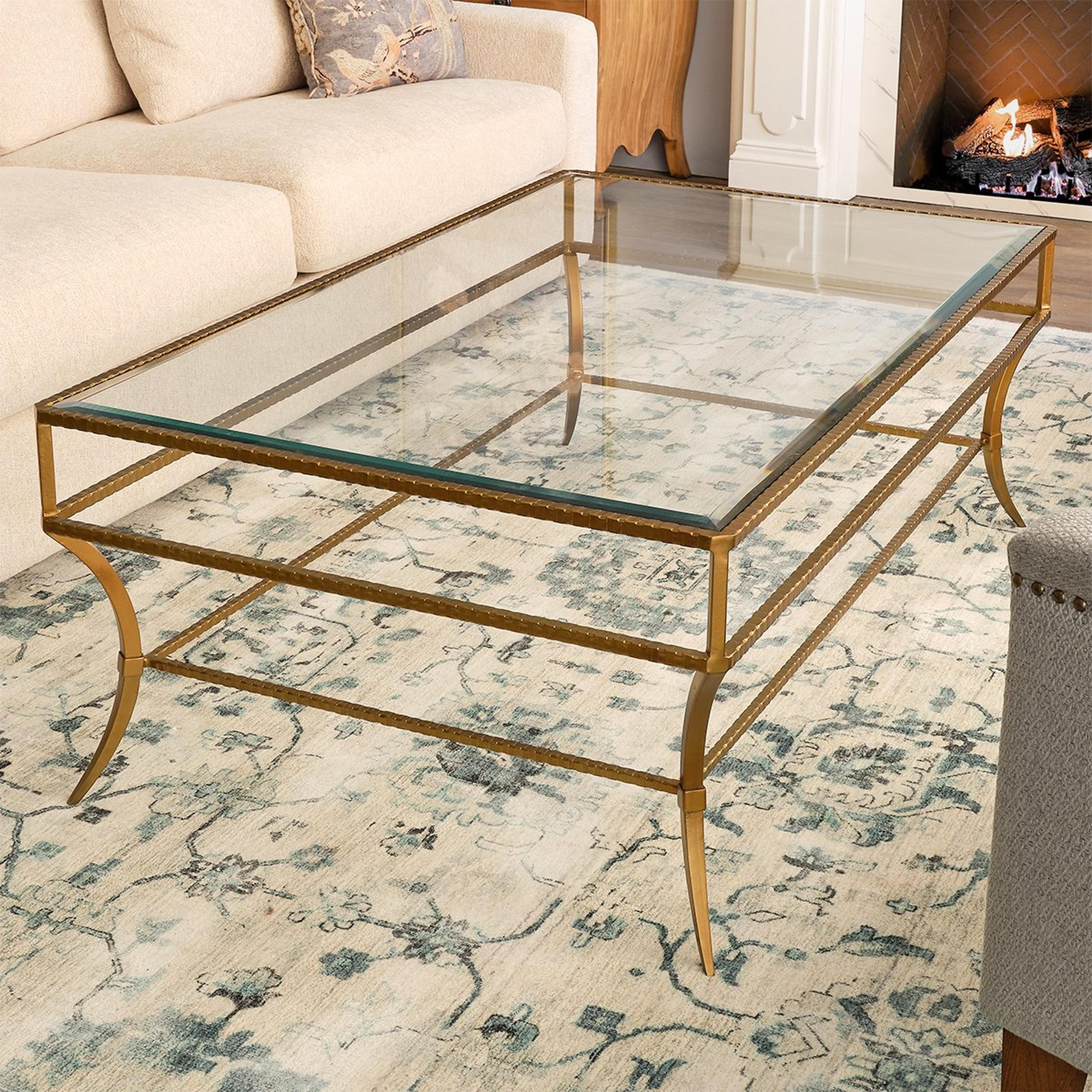 A Callee Coffee Table with Gold / Clear Glass color