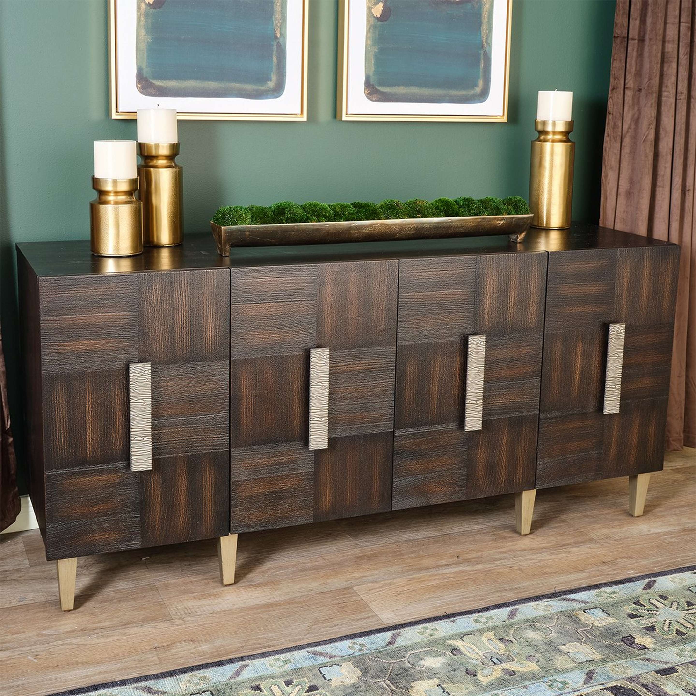 A Leeds Sideboard with Dark Wood / Textured Pewter color