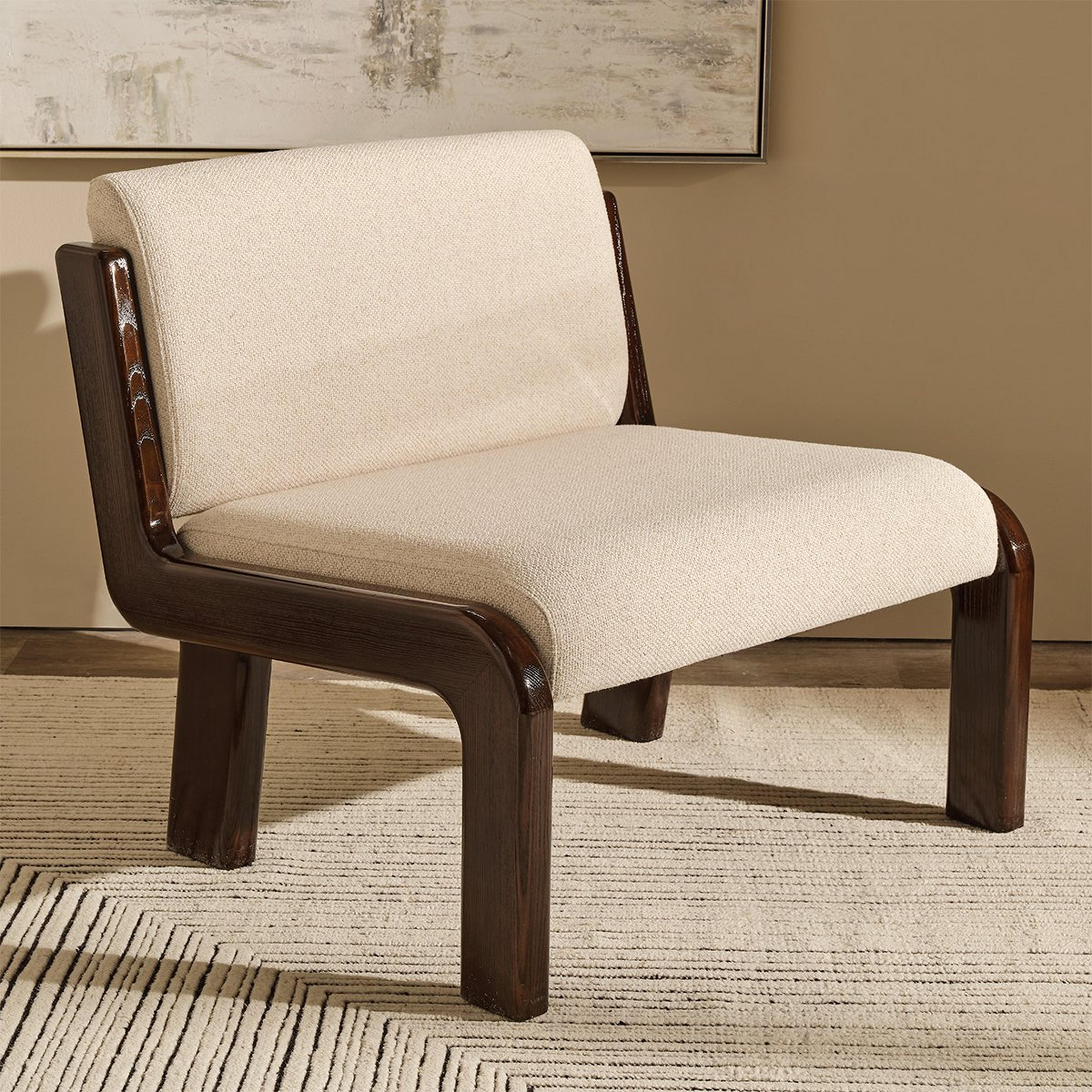A Bera Accent Chair with Ivory / Dark Wood color