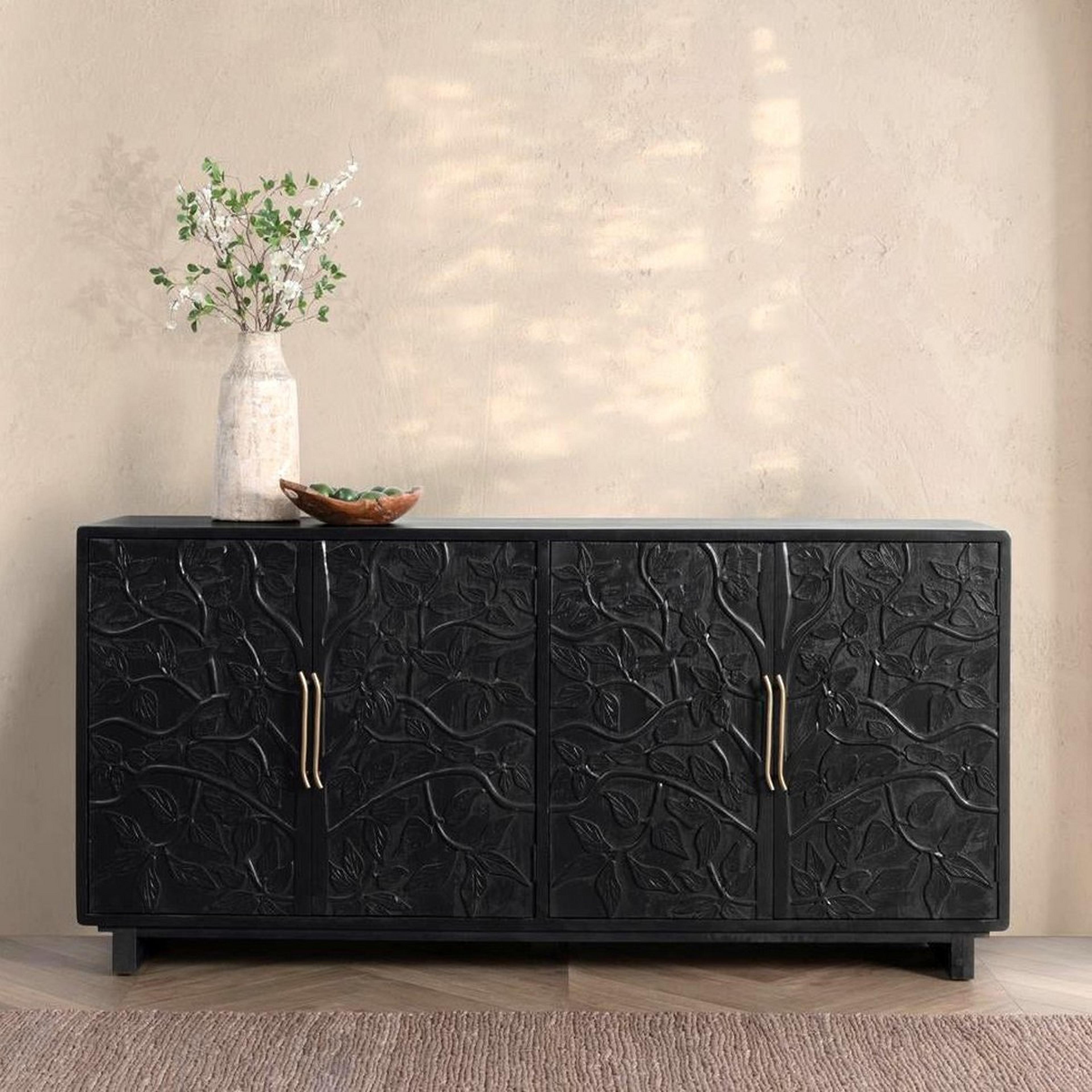 A Inkberry Buffet with Black Stained Wood color