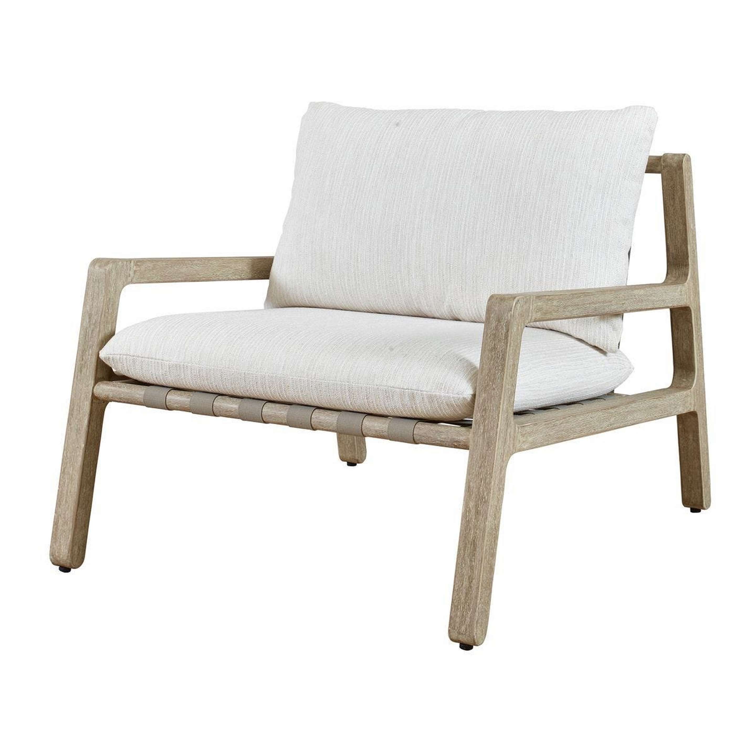 A Inanna Indoor / Outdoor Lounge Chair with Lightwood / Taupe / White color
