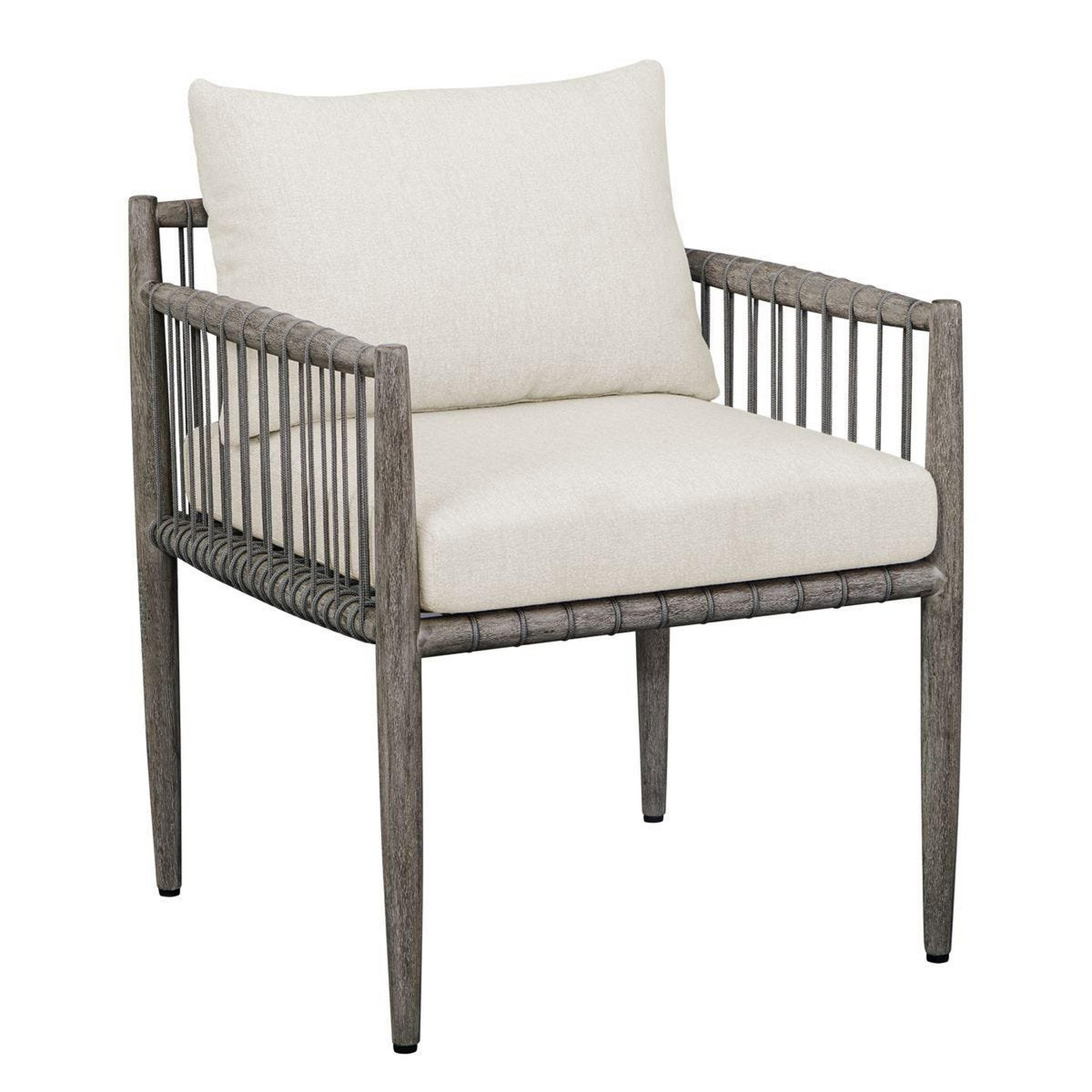 A Belay Outdoor Dining Chair with Weathered Gray Wood / White  / Rope color
