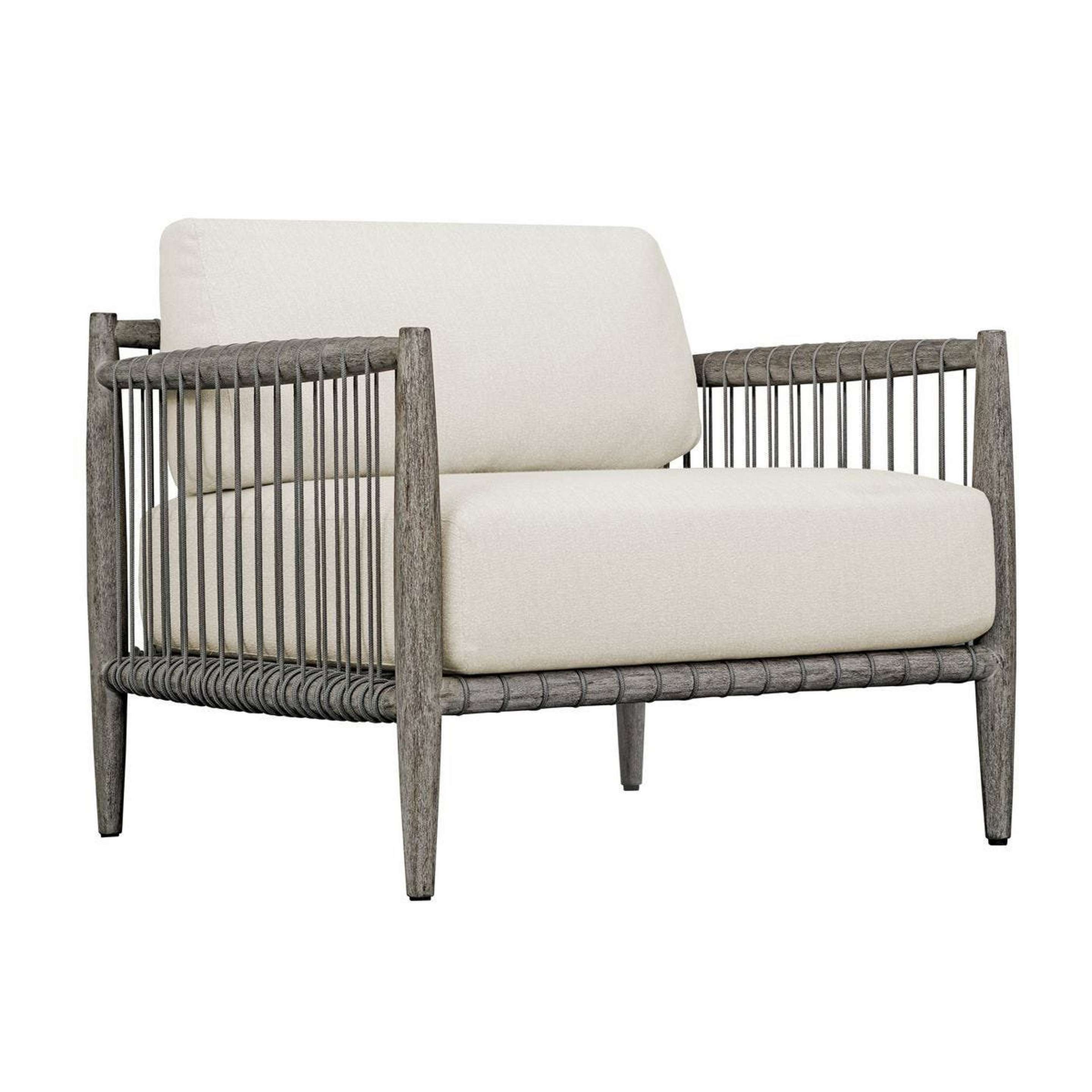 A Belay Outdoor Lounge Chair with Weathered Gray Wood / White  / Rope color