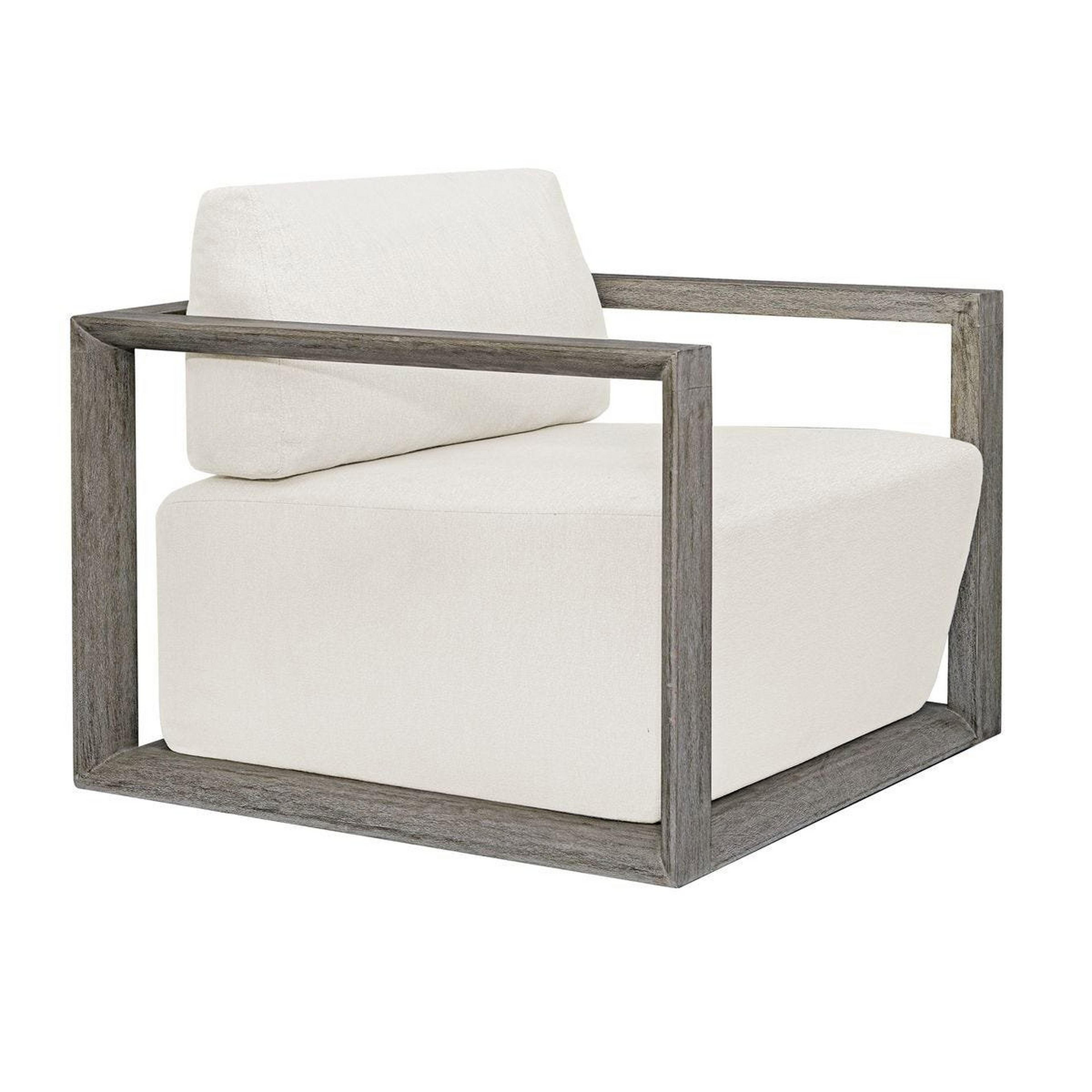 A Singh Outdoor Lounge Chair with Graywash Wood / White color