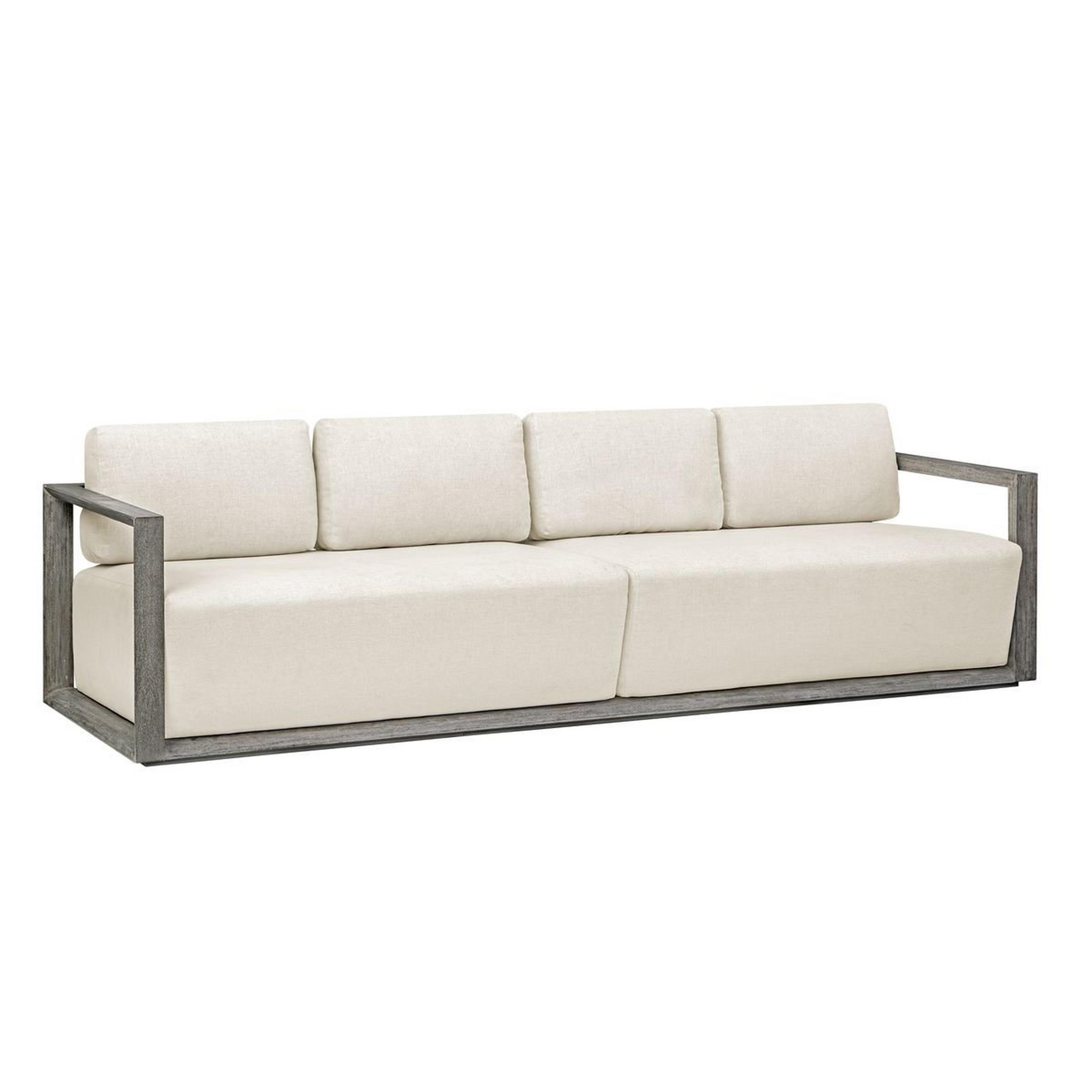 A Singh Outdoor Sofa with Graywash Wood / White color