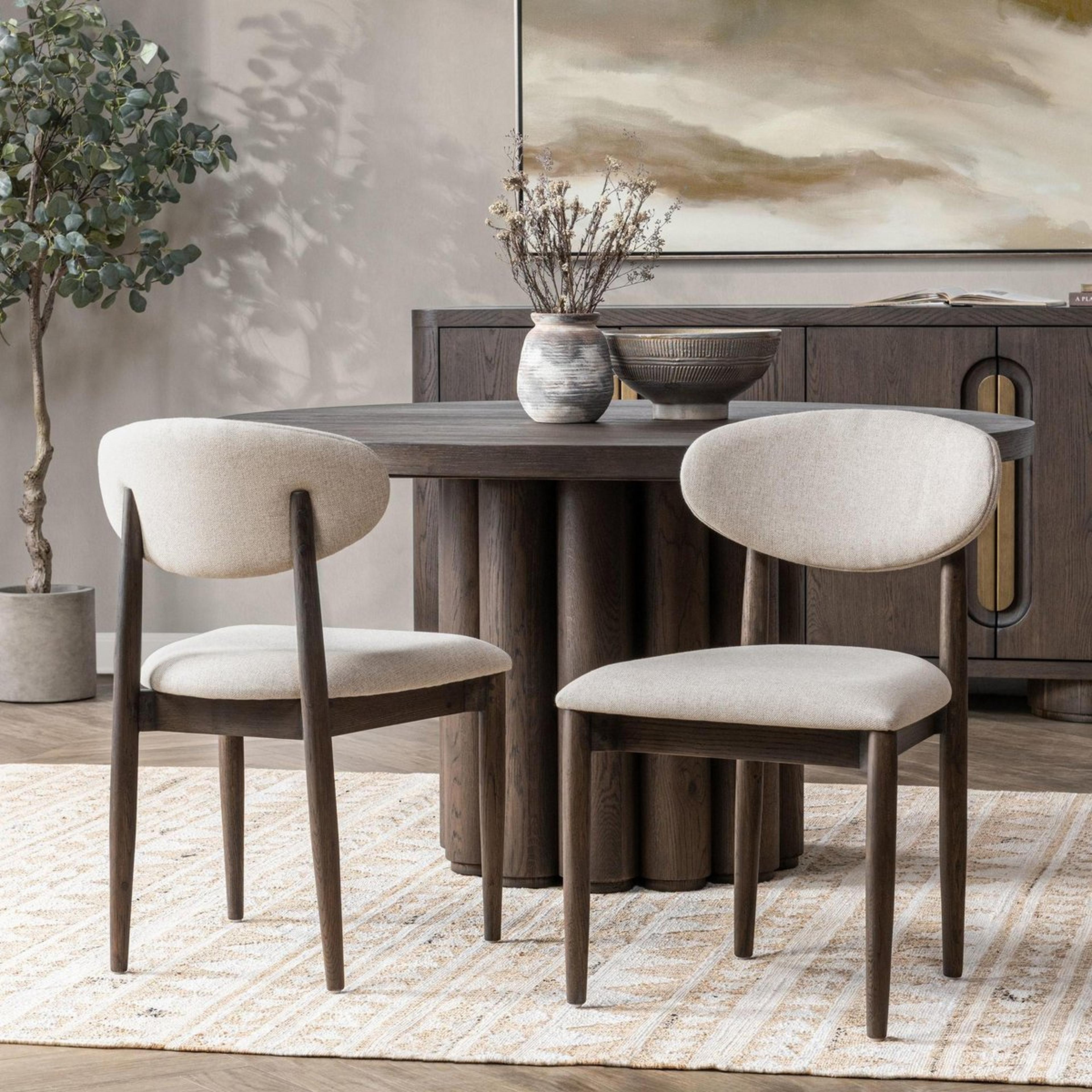A Mardela Dining Chair - Set of 2 with Dark Wood / Beige Upholstery color