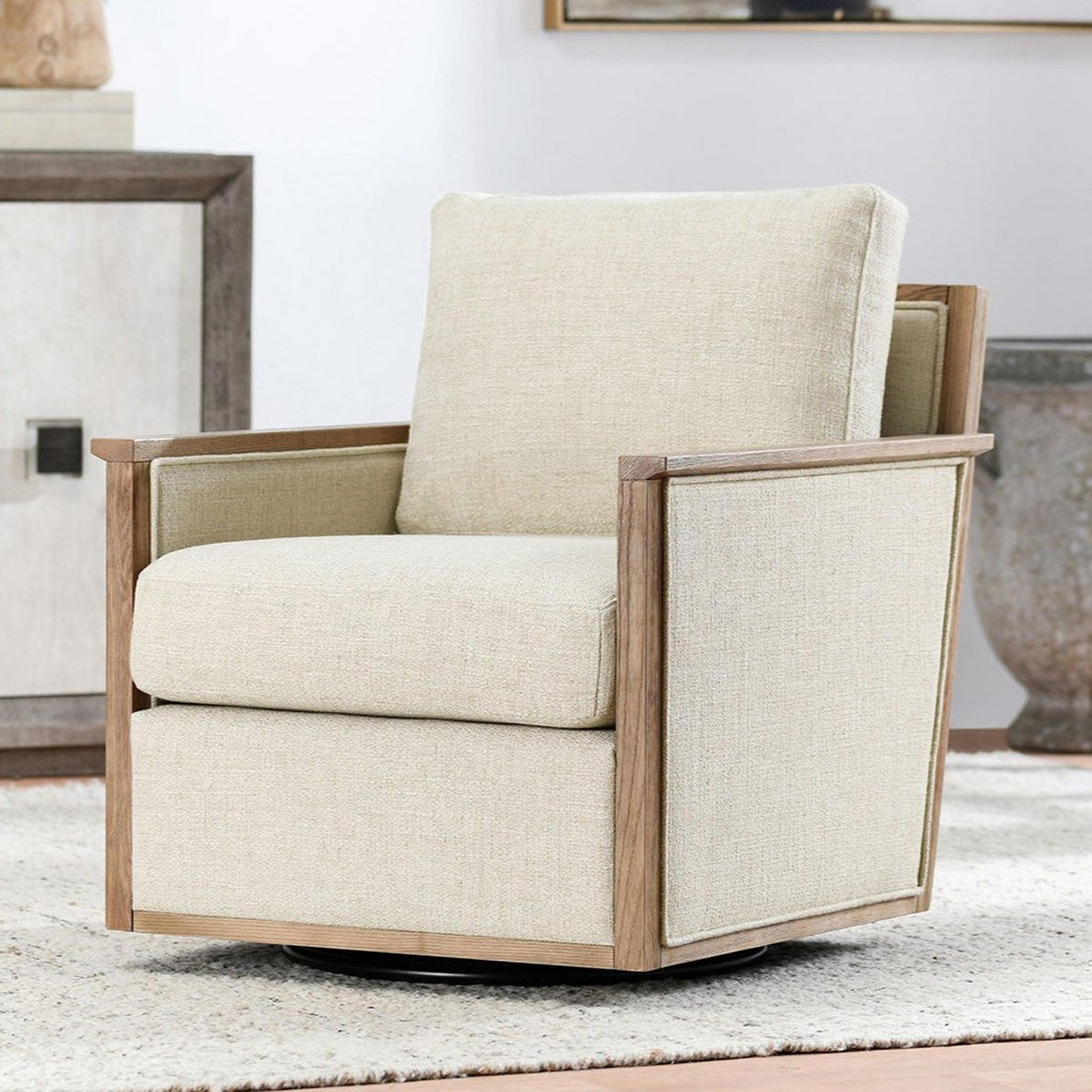 A Malters Swivel Chair with Beige / Natural color